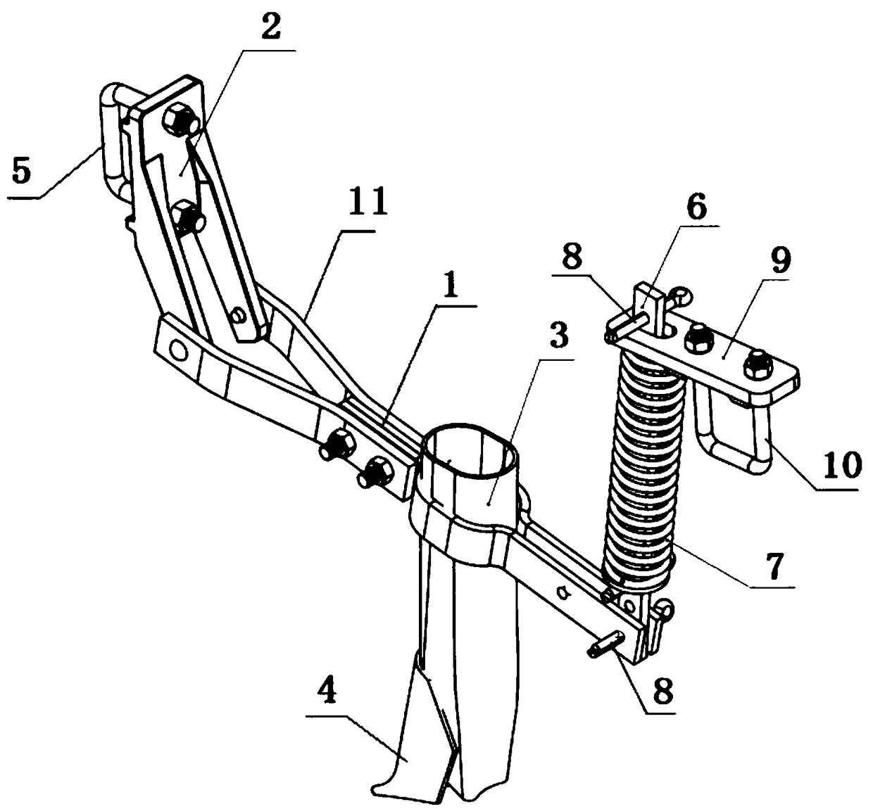 Seeder spring leg assembly