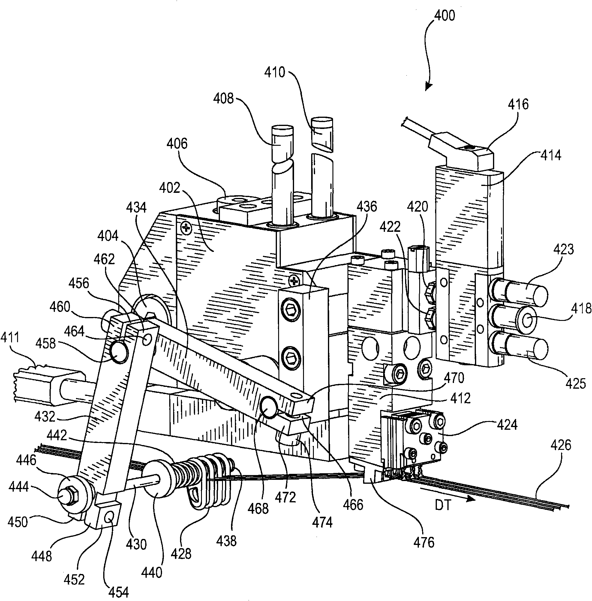 Strand positioning guide having reversely oriented v-shaped slots for use in connection with strand coating applicators