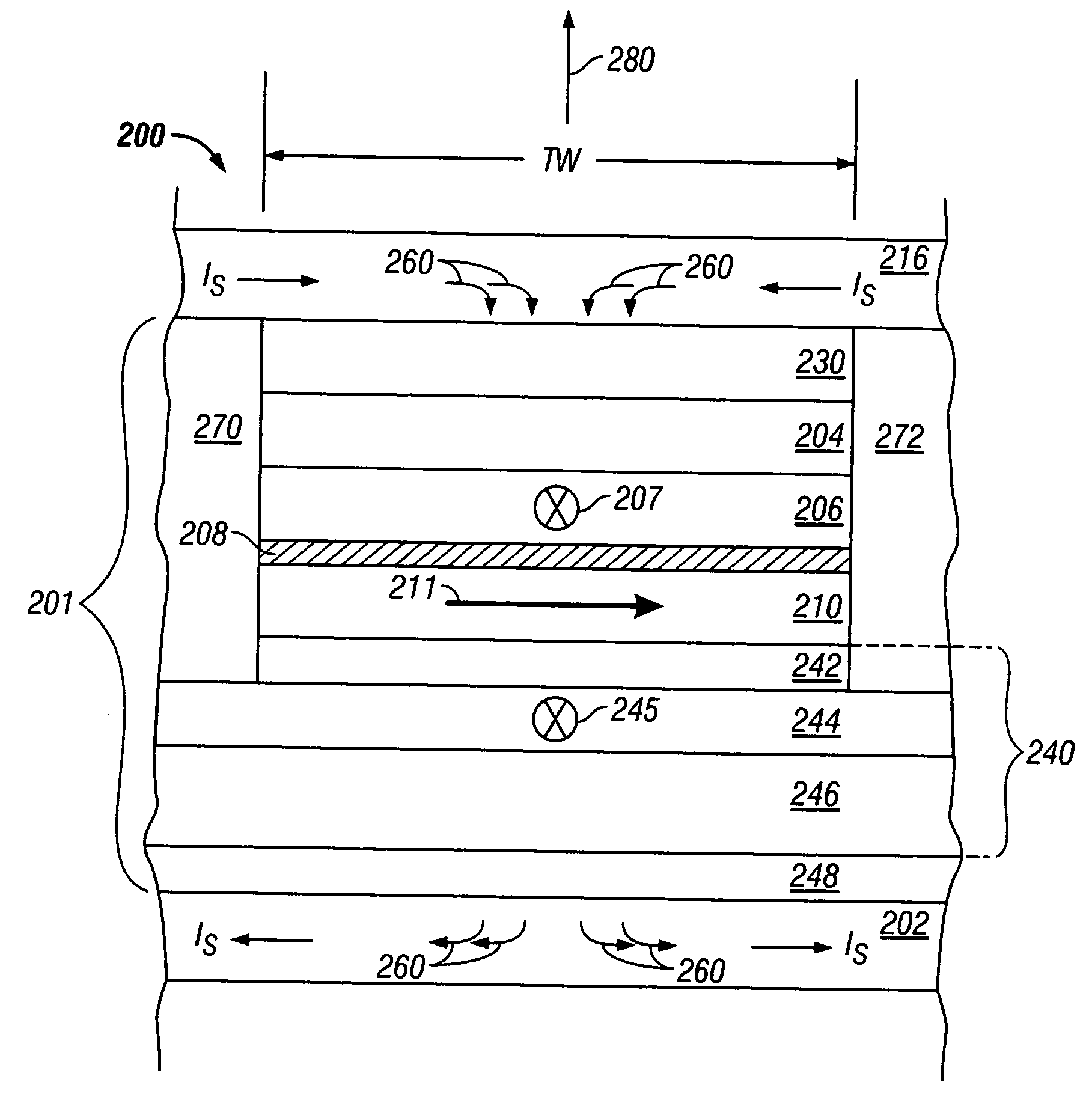 Current-perpendicular-to-plane magnetoresistive sensor with free layer stabilized by in-stact orthogonal magnetic coupling to an antiparallel pinned biasing layer