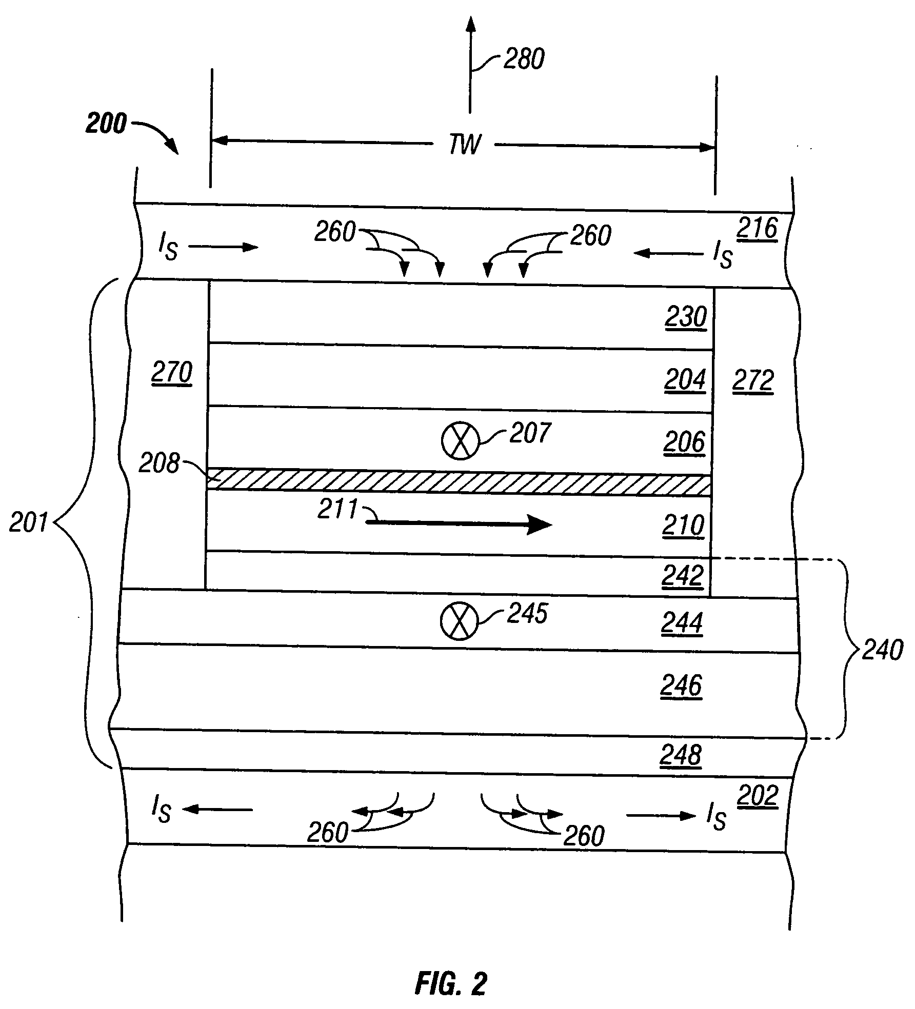 Current-perpendicular-to-plane magnetoresistive sensor with free layer stabilized by in-stact orthogonal magnetic coupling to an antiparallel pinned biasing layer