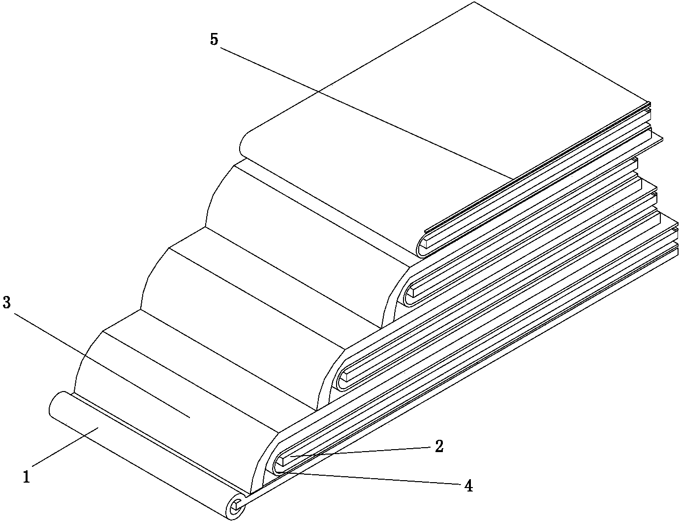 Ladder water inflowing rolling membrane element of opening water producing runner