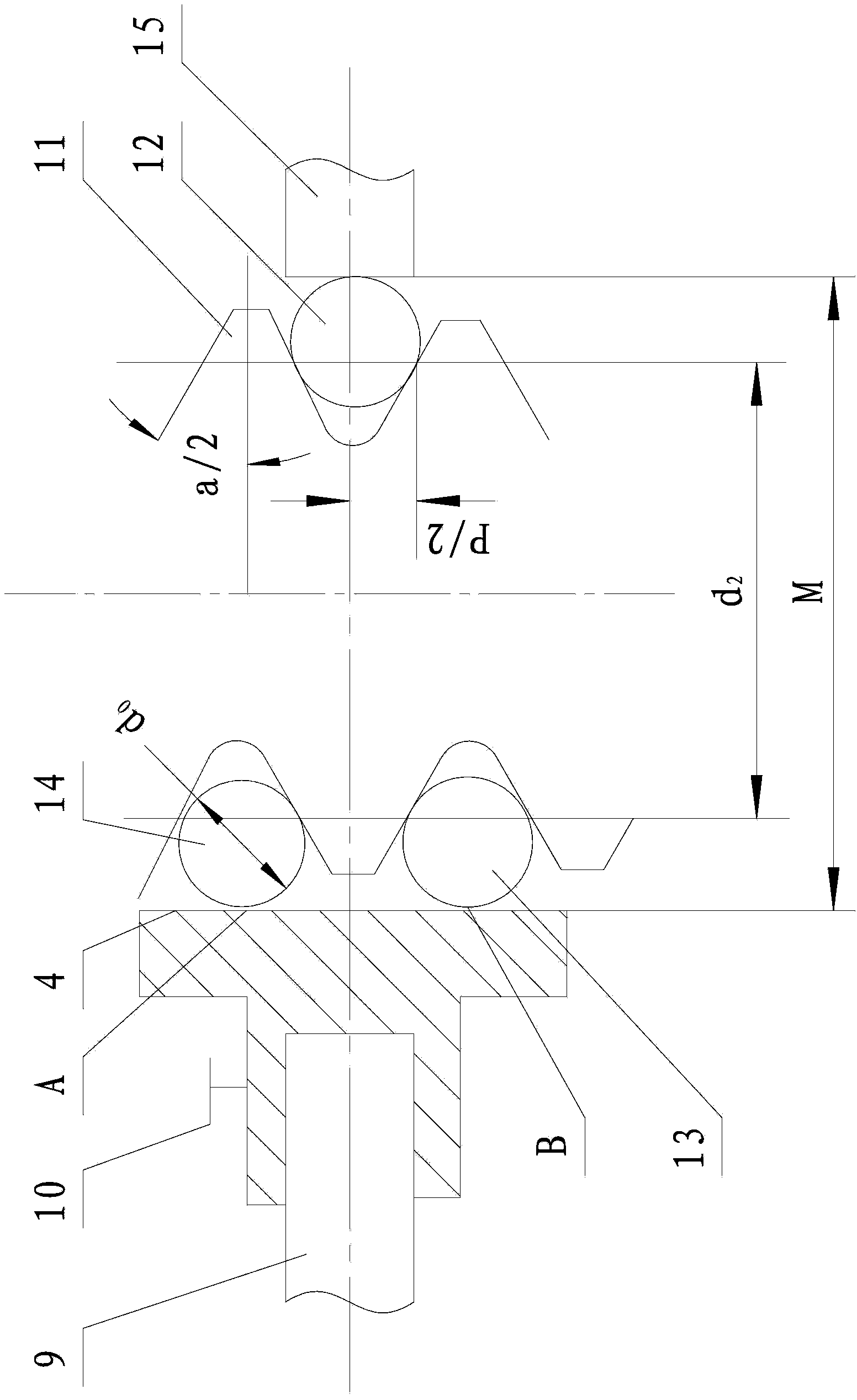 Auxiliary testing fixture for detecting geometric parameters of steep-pitch thread