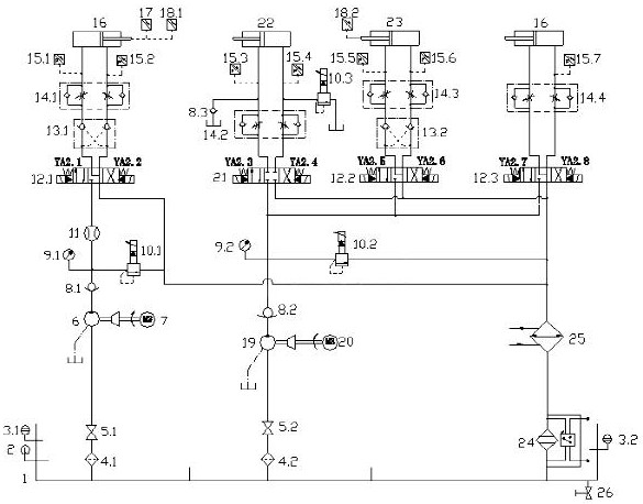 A kind of hydraulic system and test method of outrigger hydraulic cylinder imitation working condition test bench