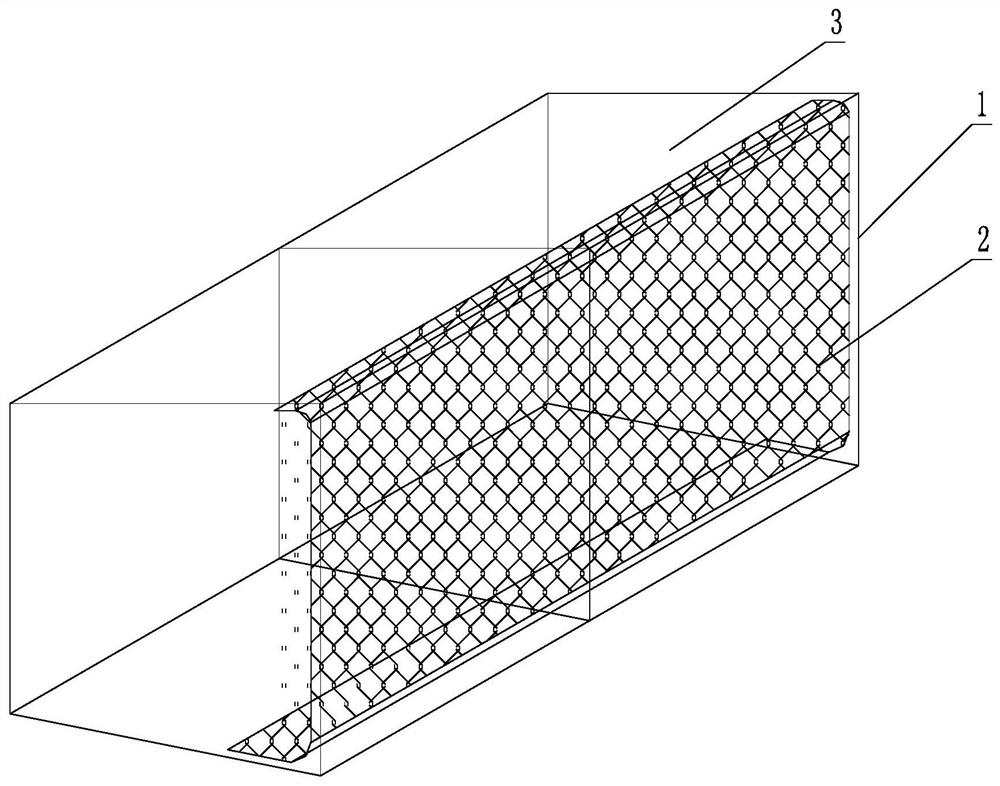 A reinforced gabion slope support structure