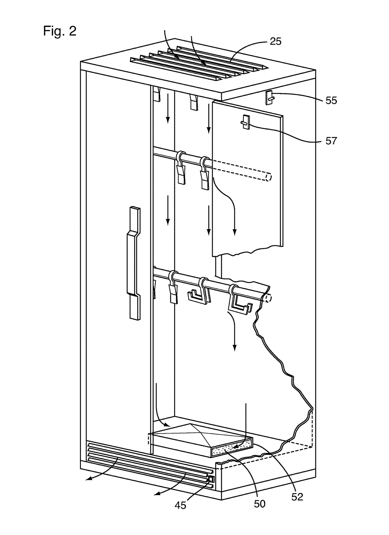 Wardrobe for drying clothing and sports equipment