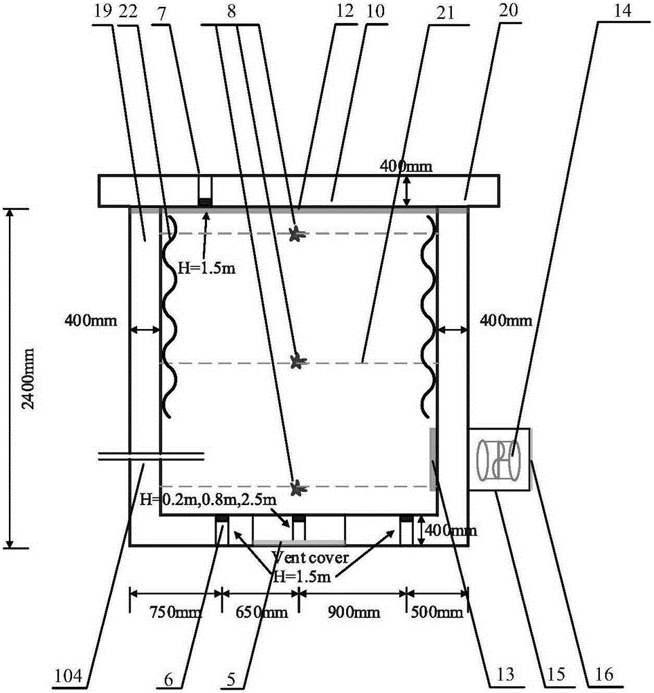 Combustible gas explosion testing device in explosion venting space