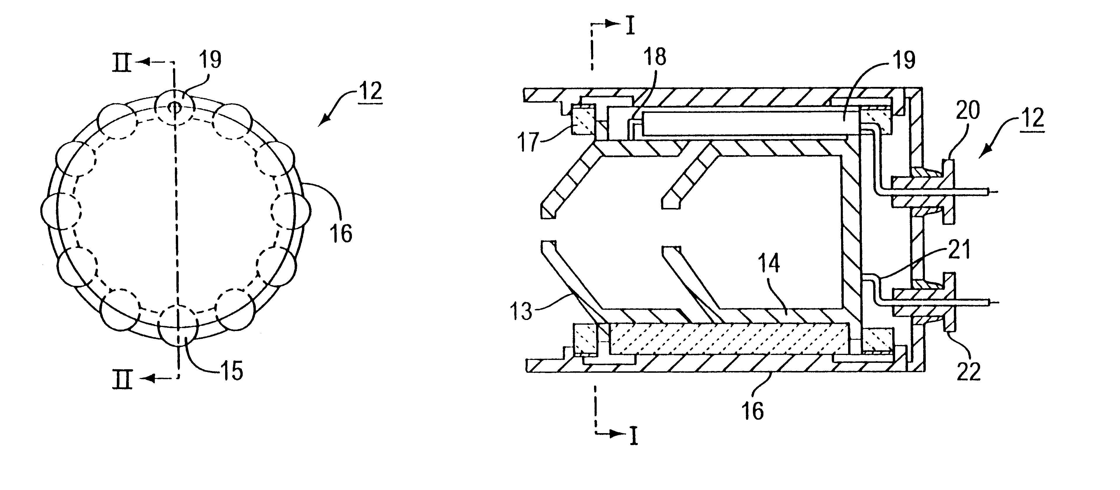 Collector structure having a loss ceramic member