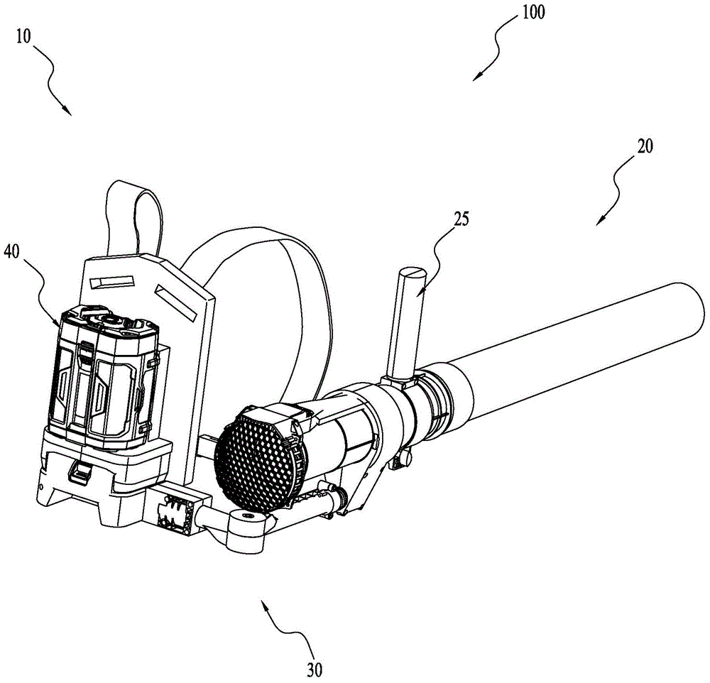 Backpack type blower system and blower device