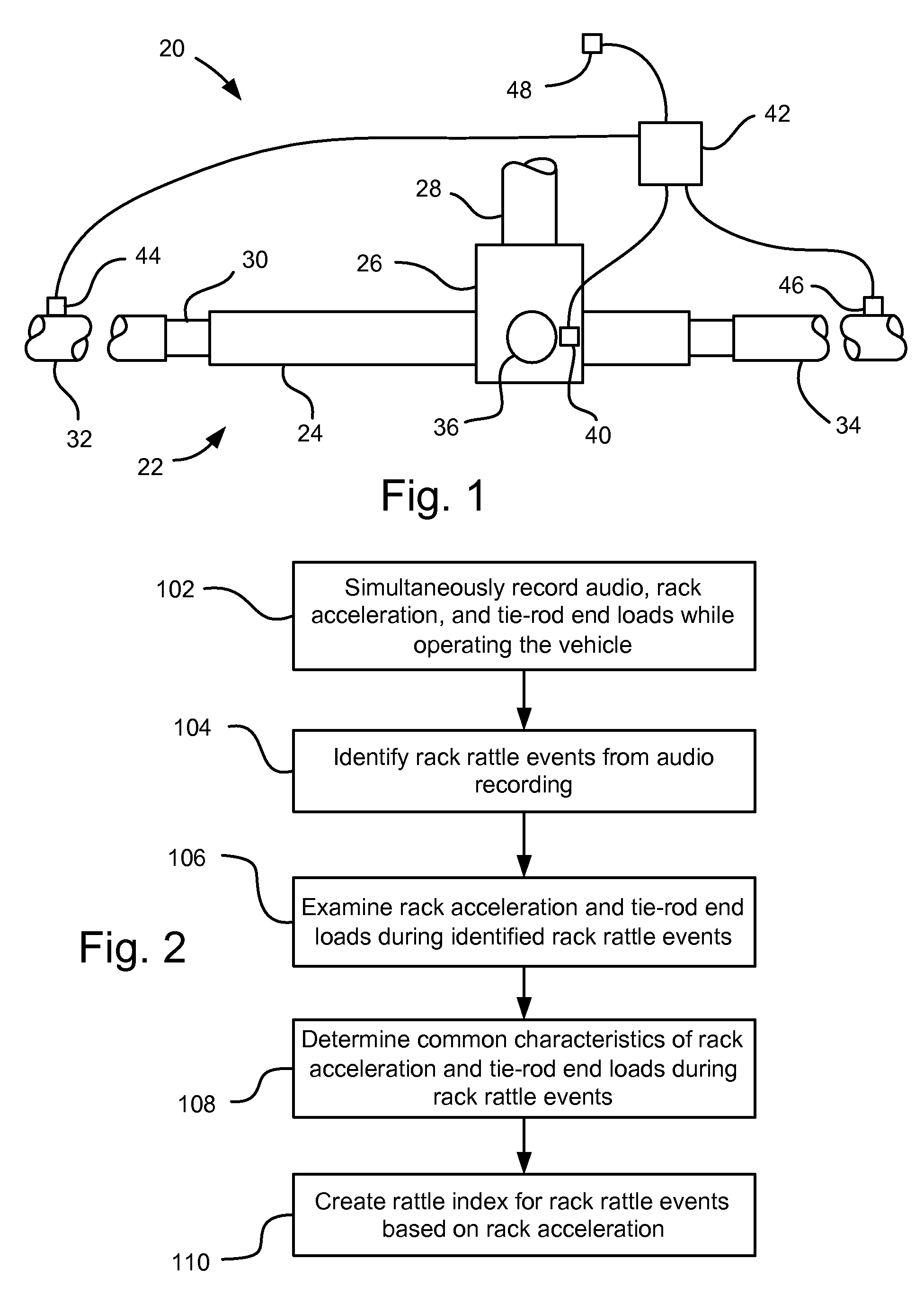 Test procedure for determining steering rack rattle