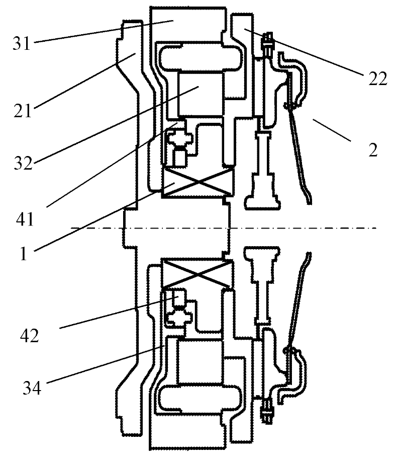 Hybrid system of four-wheel drive hybrid car with one-way clutch