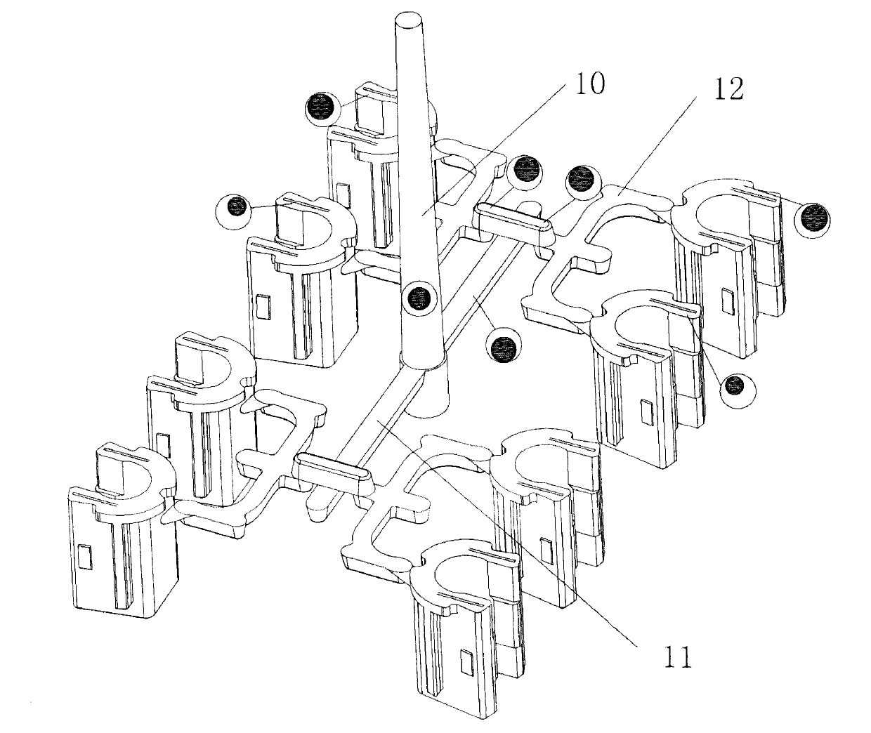 Novel multi-cavity flow-balance cold runner structure