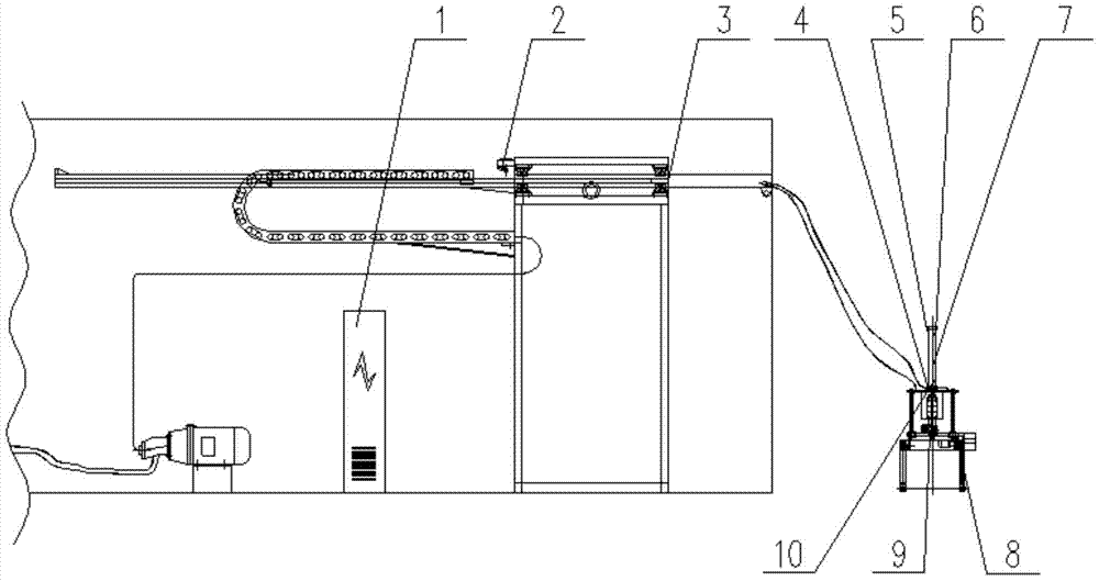 A pouring trolley control system for railway track bed solidification equipment