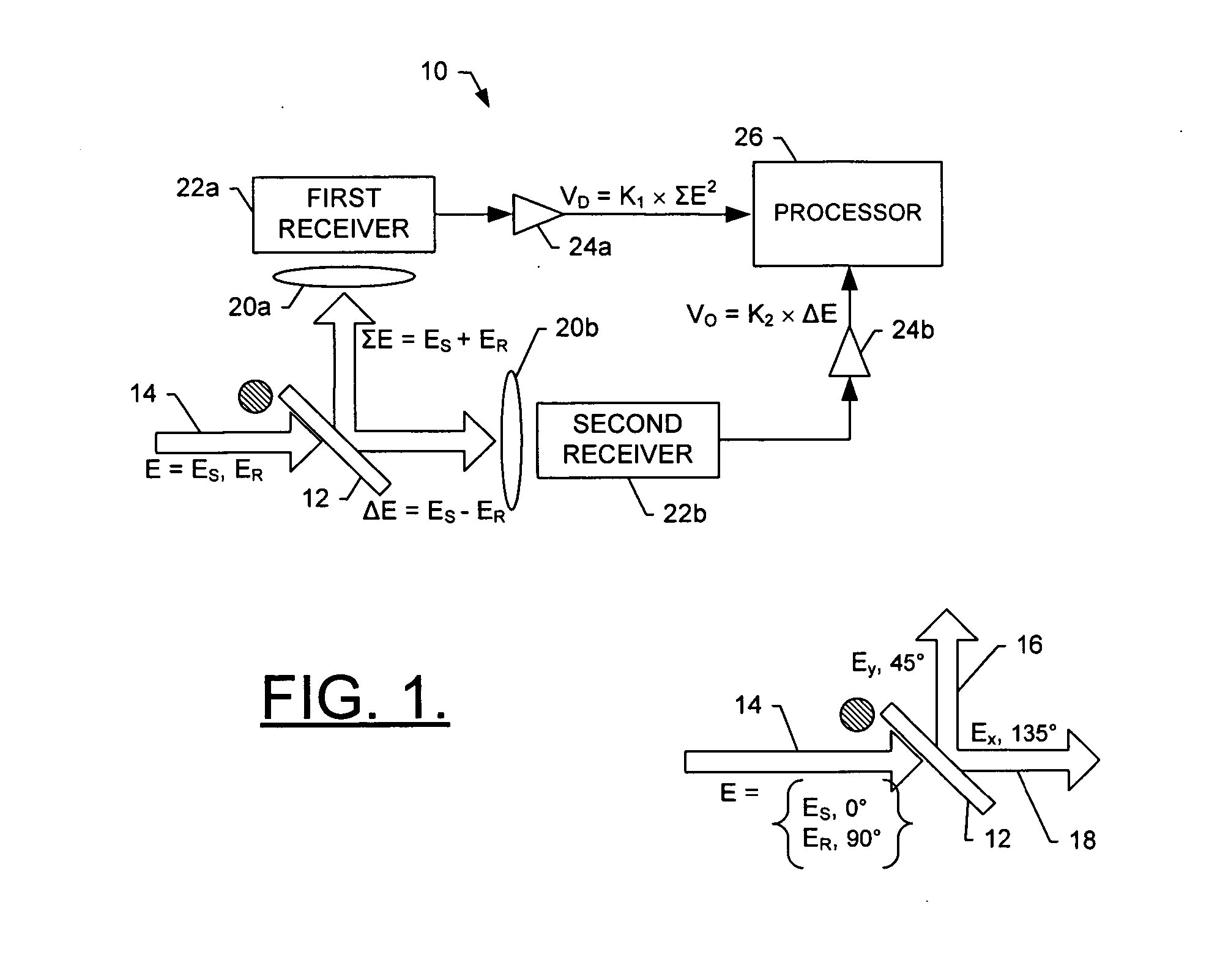 System and method for power ratio determination with common mode suppression through electric field differencing