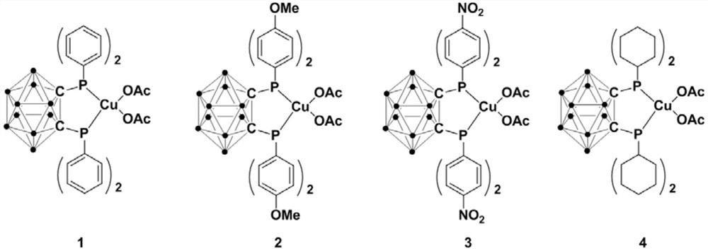 Bivalent copper complex containing diphosphine ortho-position carborane ligand, preparation method and application thereof