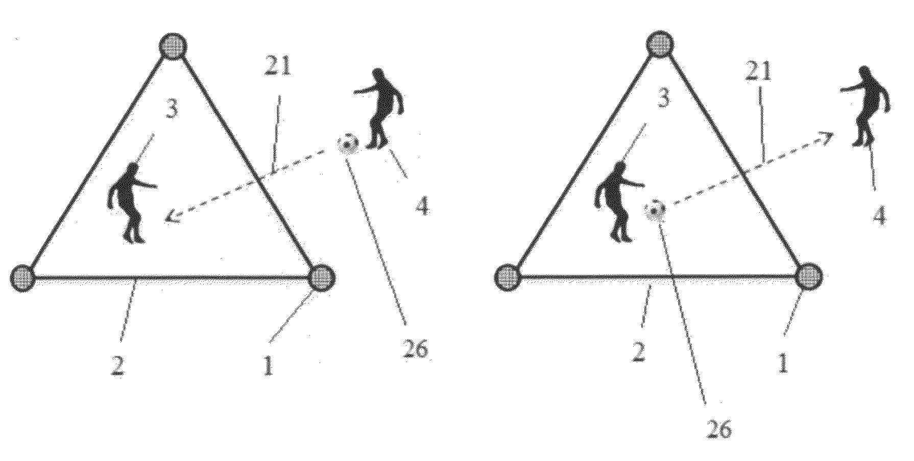 Soccer passing trainer apparatus and games