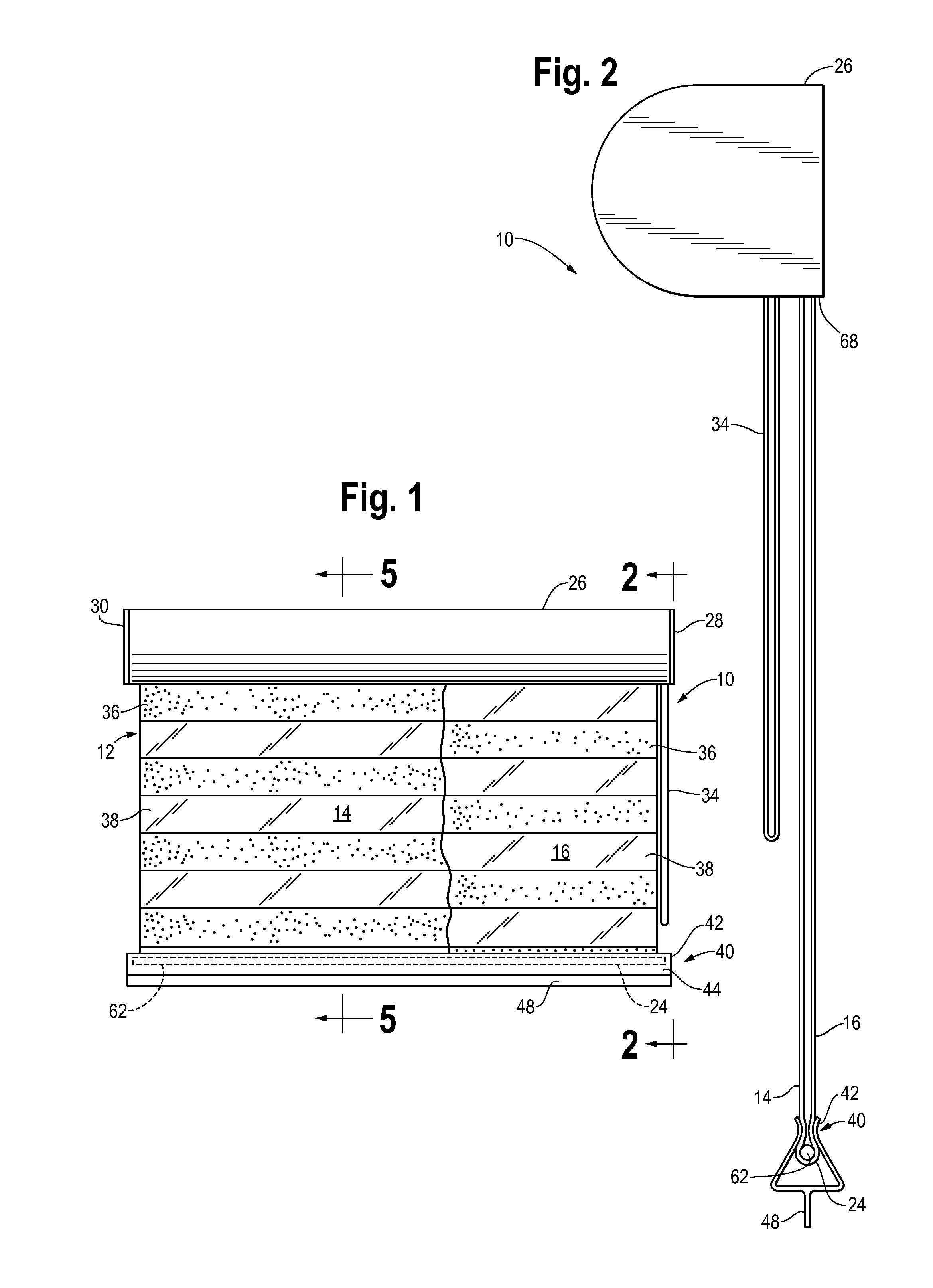 Dual Panel Window Shade Apparatus with Improved Bottom Weight Bar and Rail