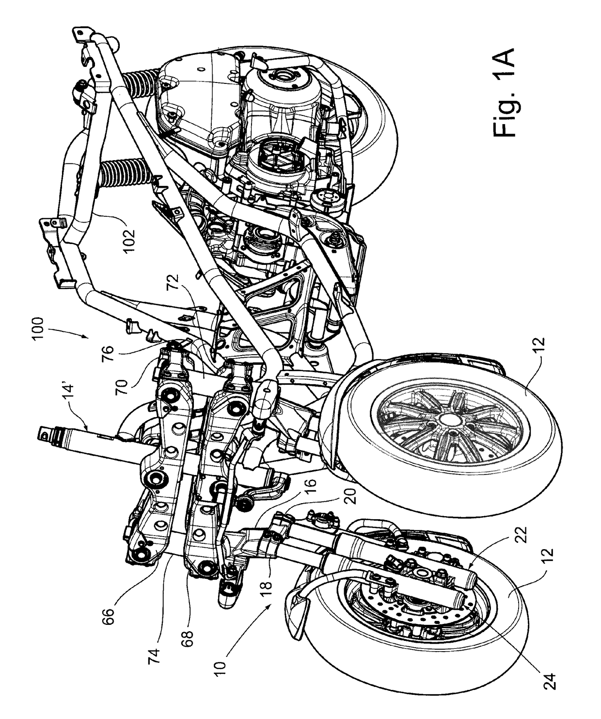 Tiltable motorcycles with two front steering wheels