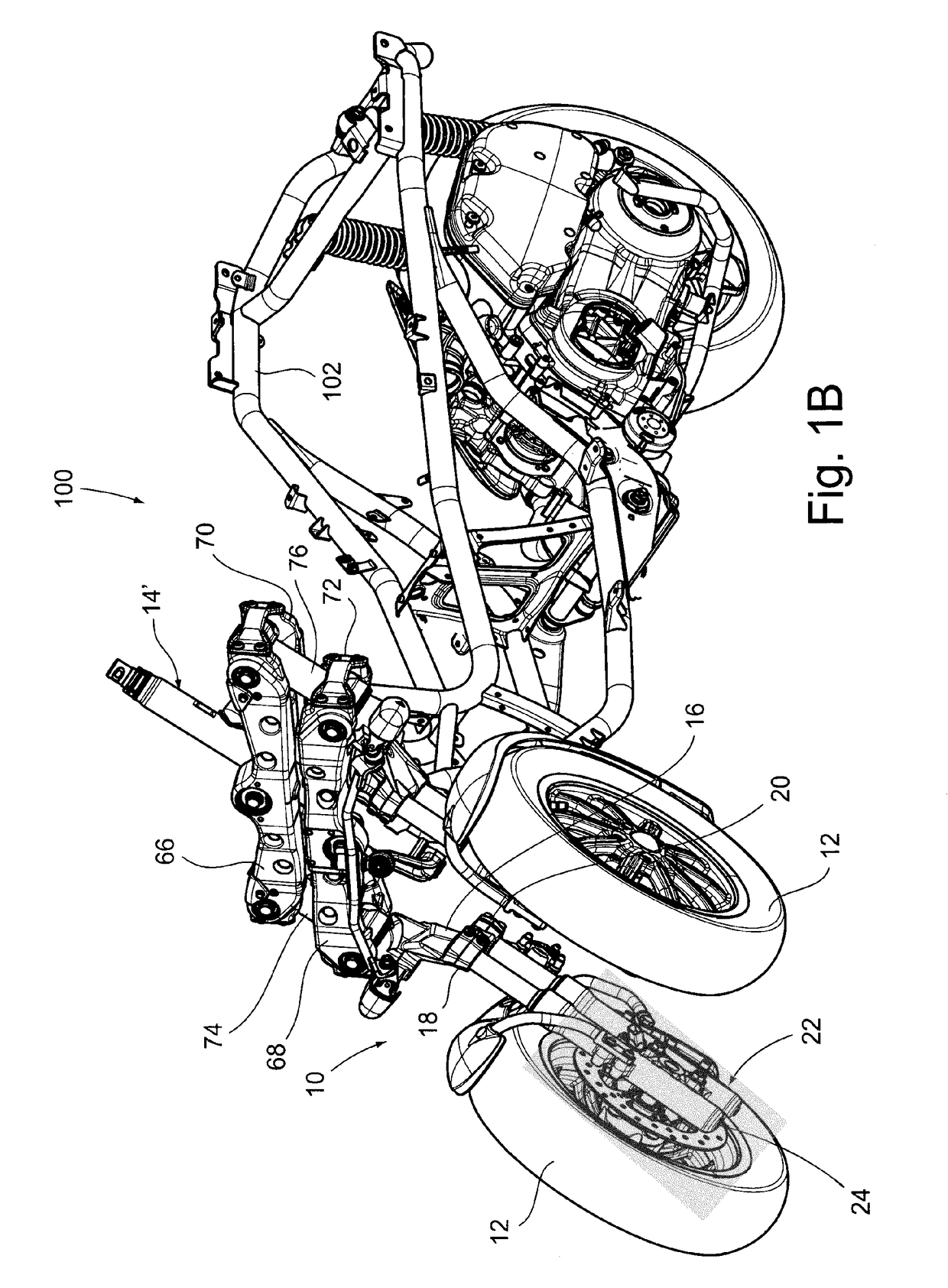 Tiltable motorcycles with two front steering wheels