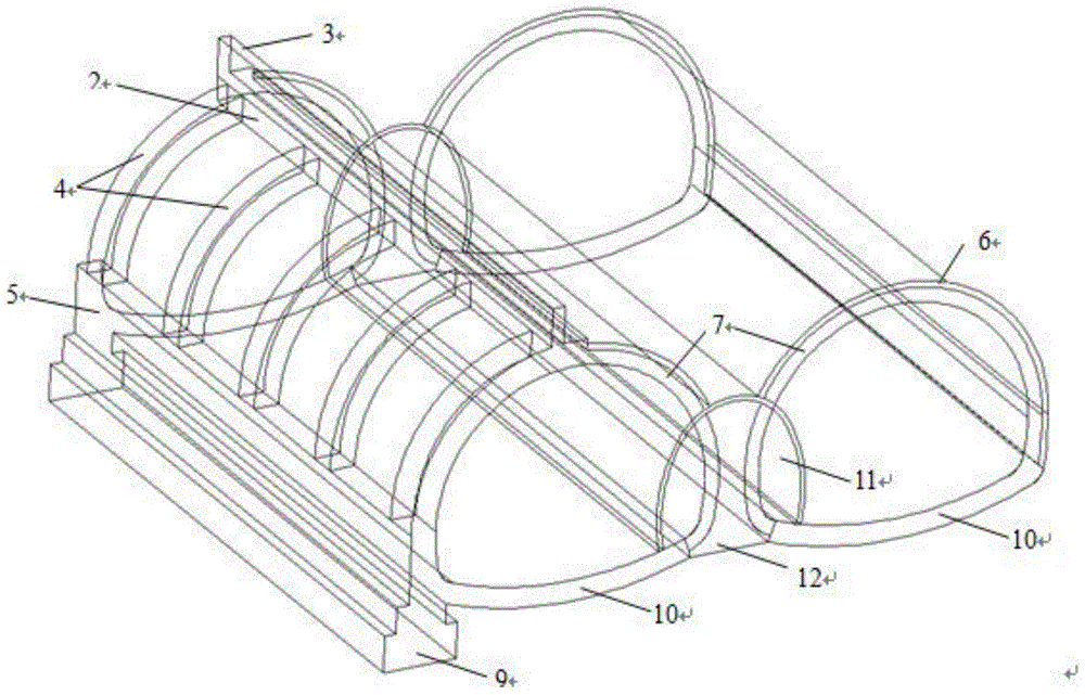 Permeable-rib type double-arch tunnel