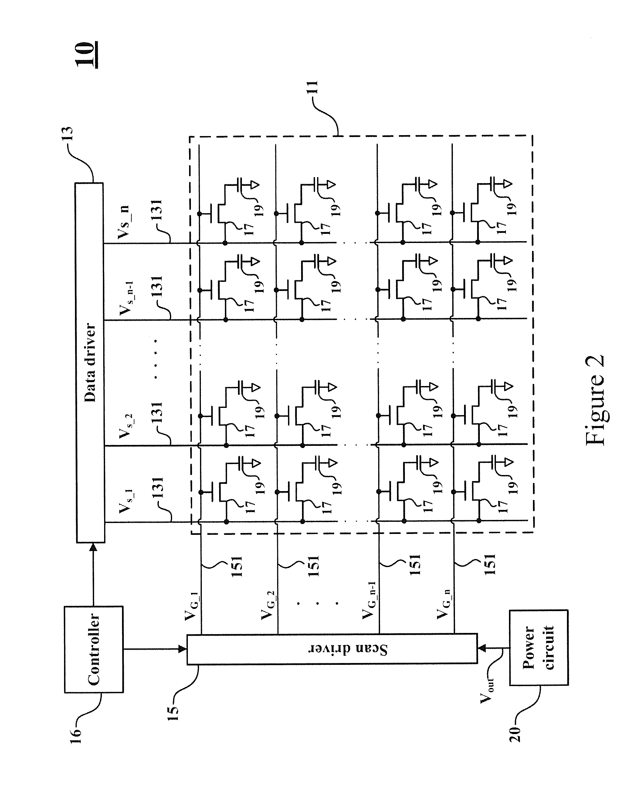 Power circuit of displaying device