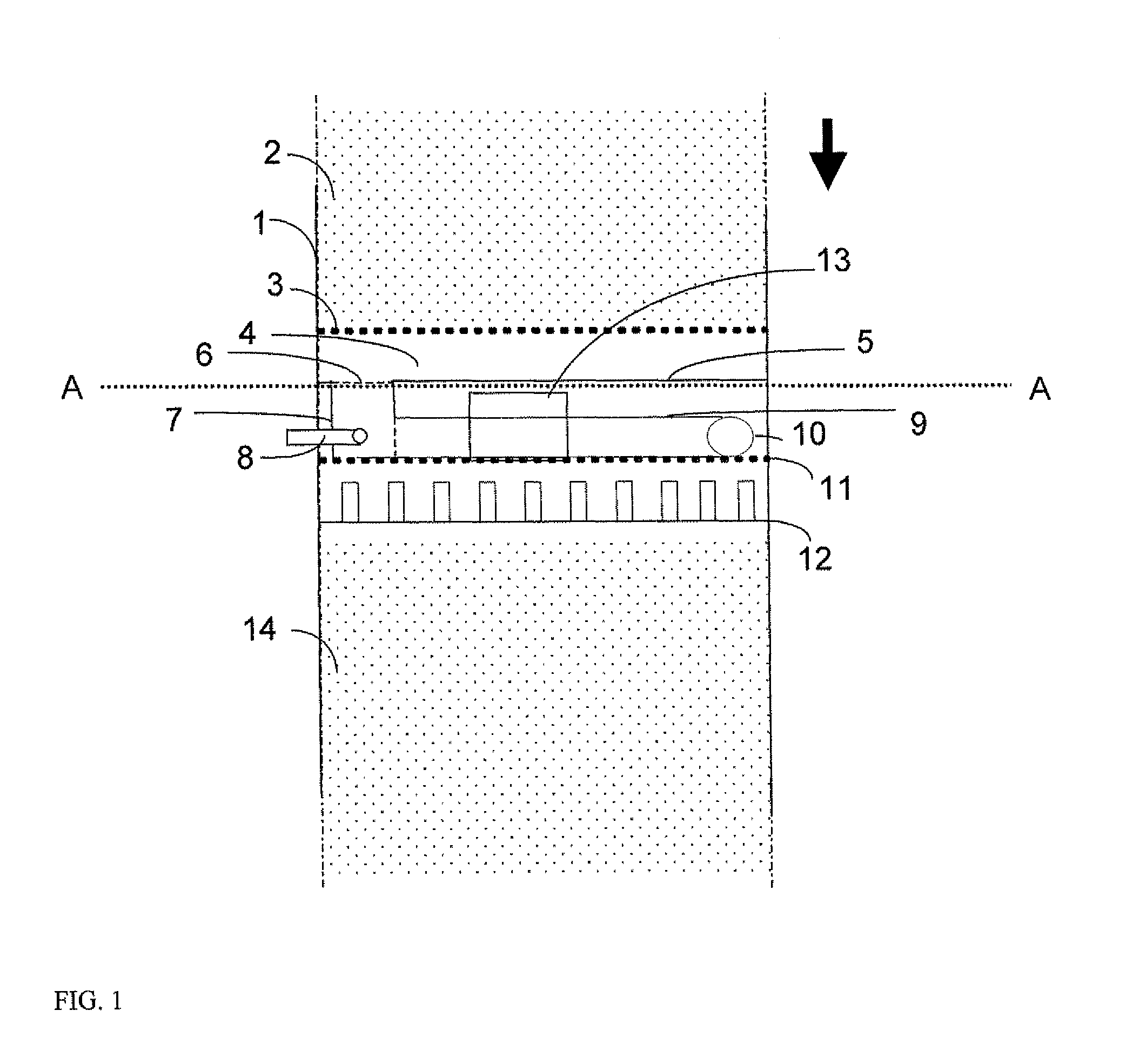 Compact device for mixing fluids in a downflow reactor