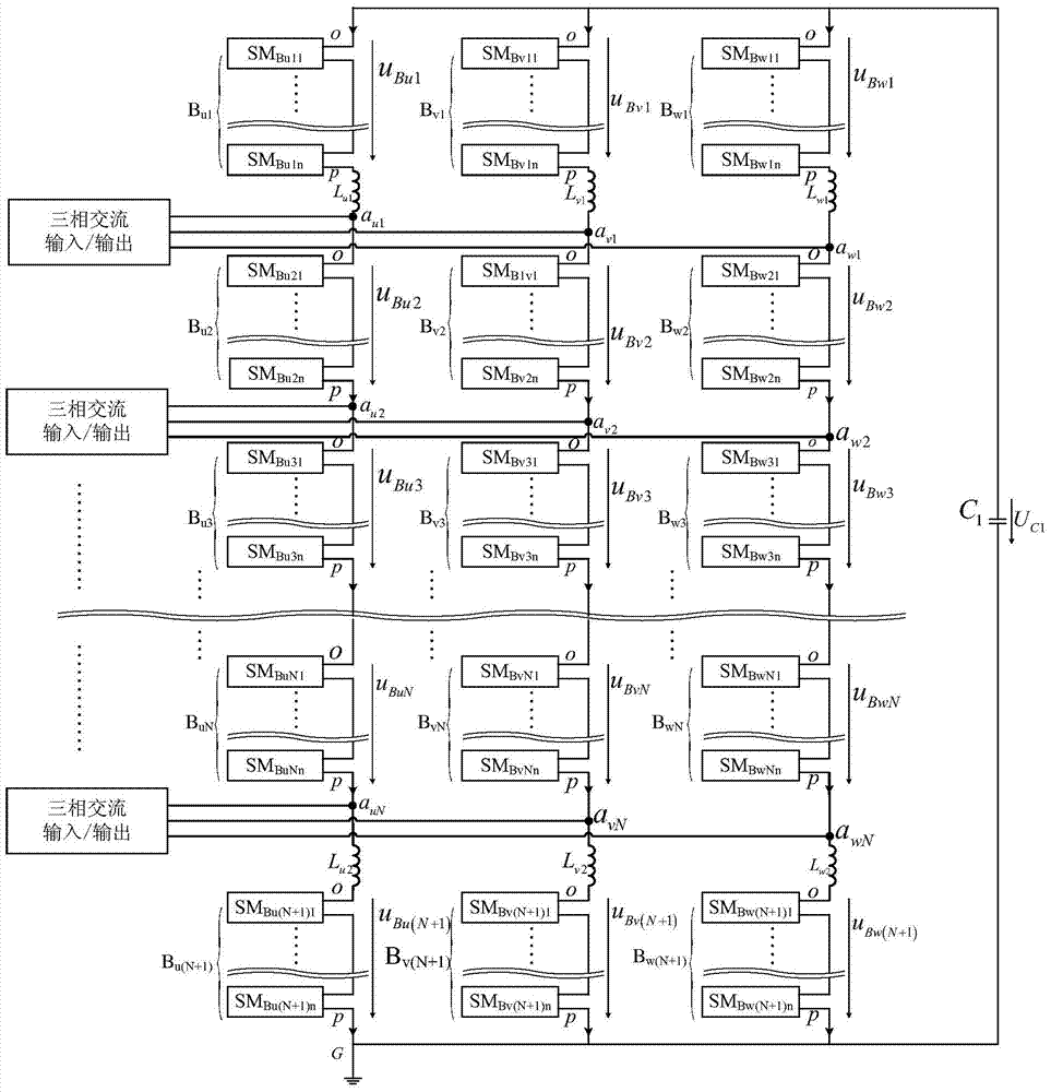 3N+3 switch set MMC AC-AC converter and control method thereof