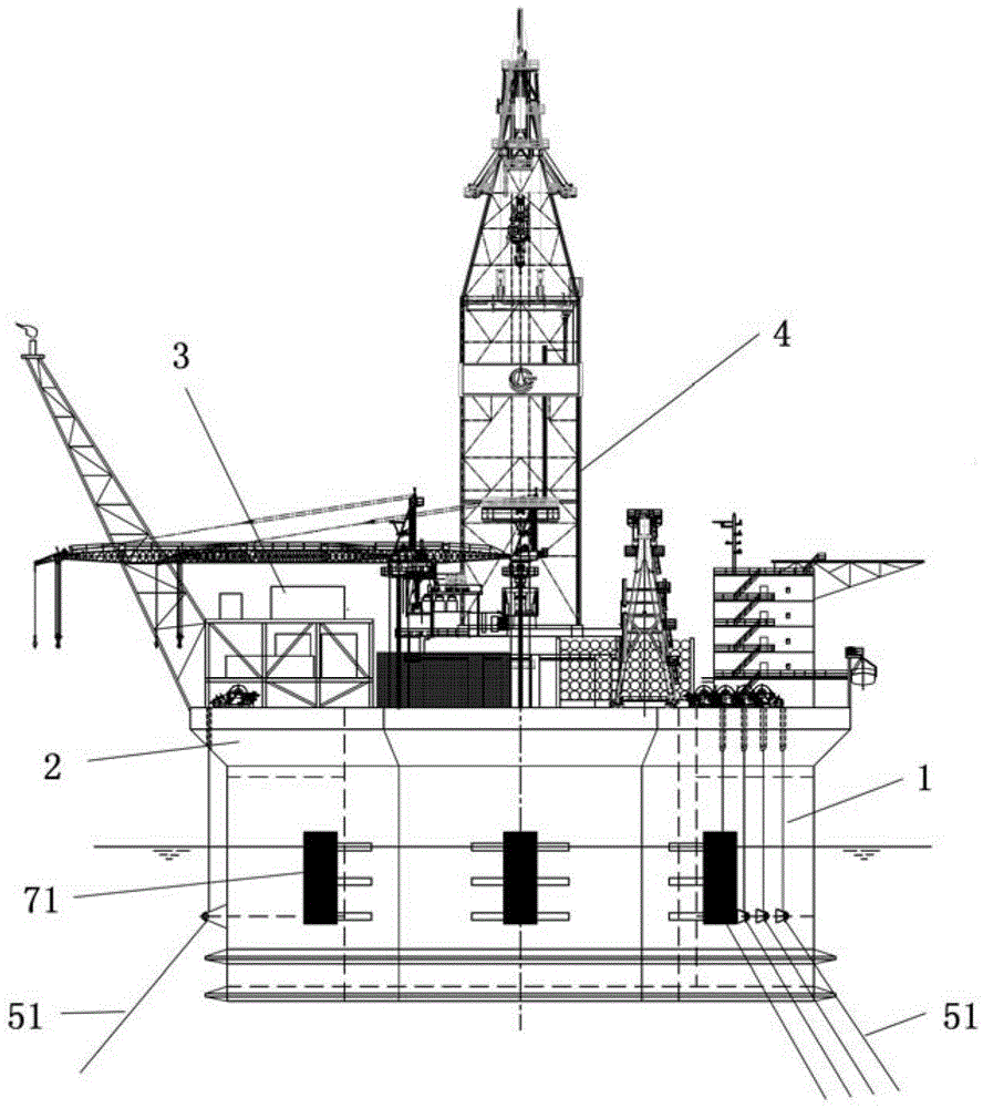 Floating type production platform capable of taking well drilling and oil storage into consideration