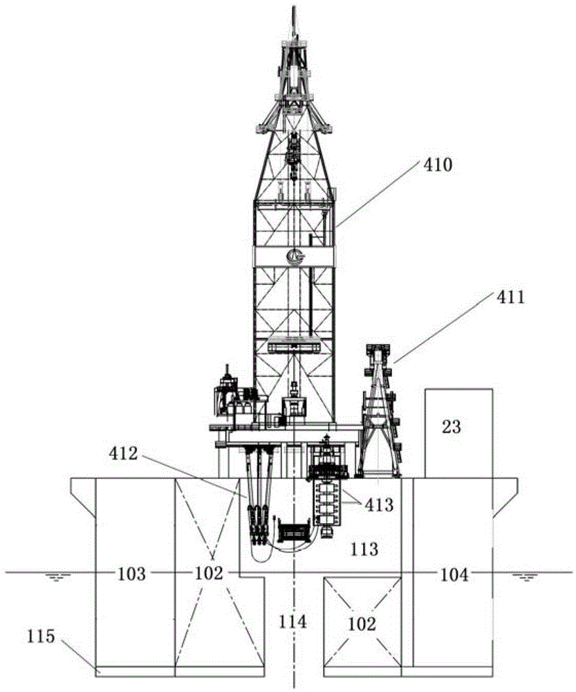 Floating type production platform capable of taking well drilling and oil storage into consideration