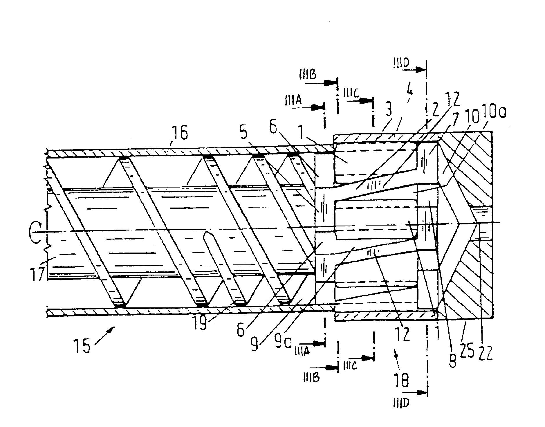 Screw extruder and gear pump arrangement for highly viscous media