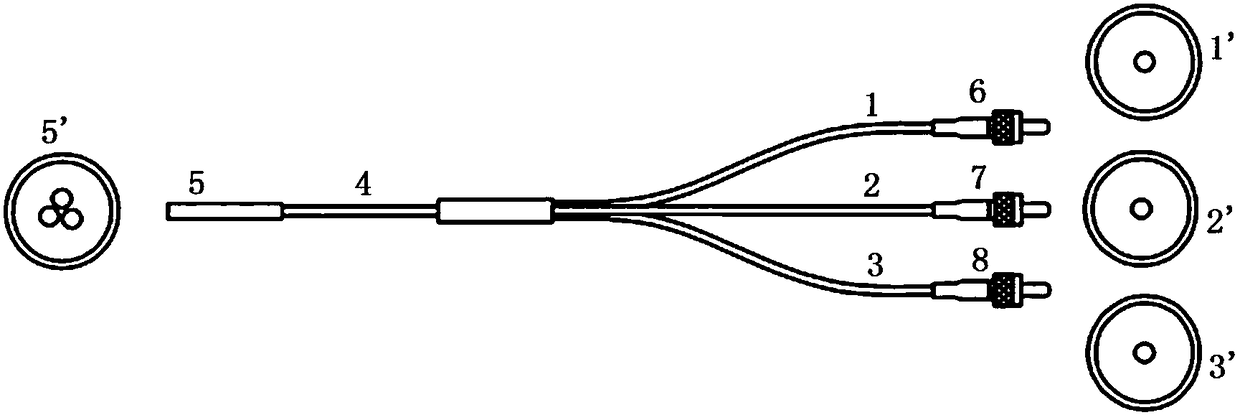 Optical fiber end face integrated fluorescence and absorption spectrum testing device for detection of water pollution