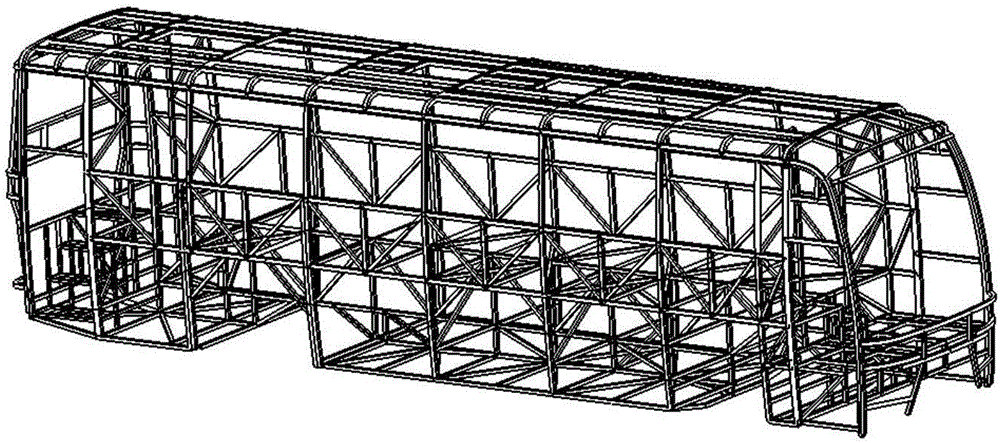 Integral body structure of large highway bus with safety partition