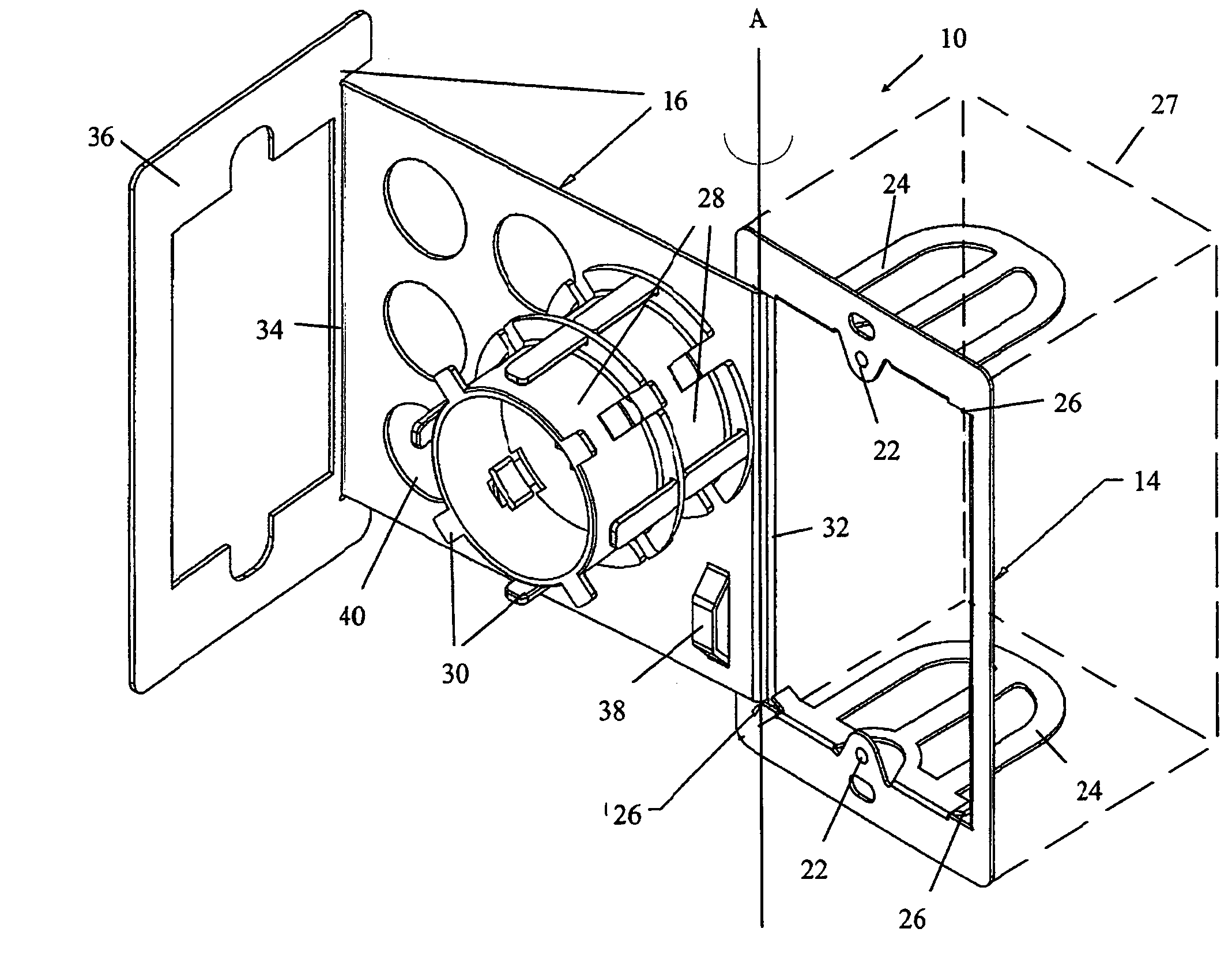 Work station outlet for behind-the-wall cable management