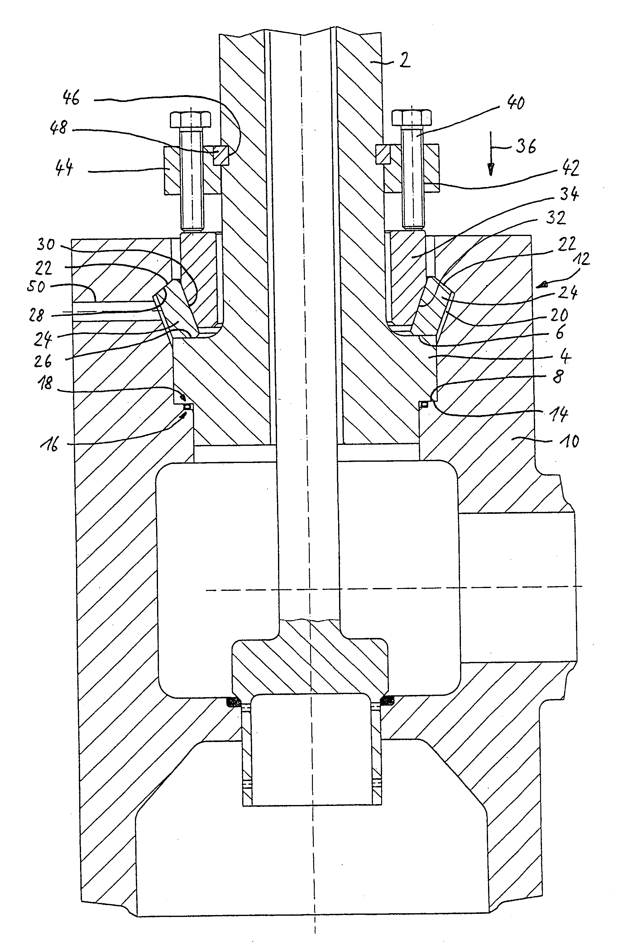 Releasable connection arrangement for two rotationally symmetrical components