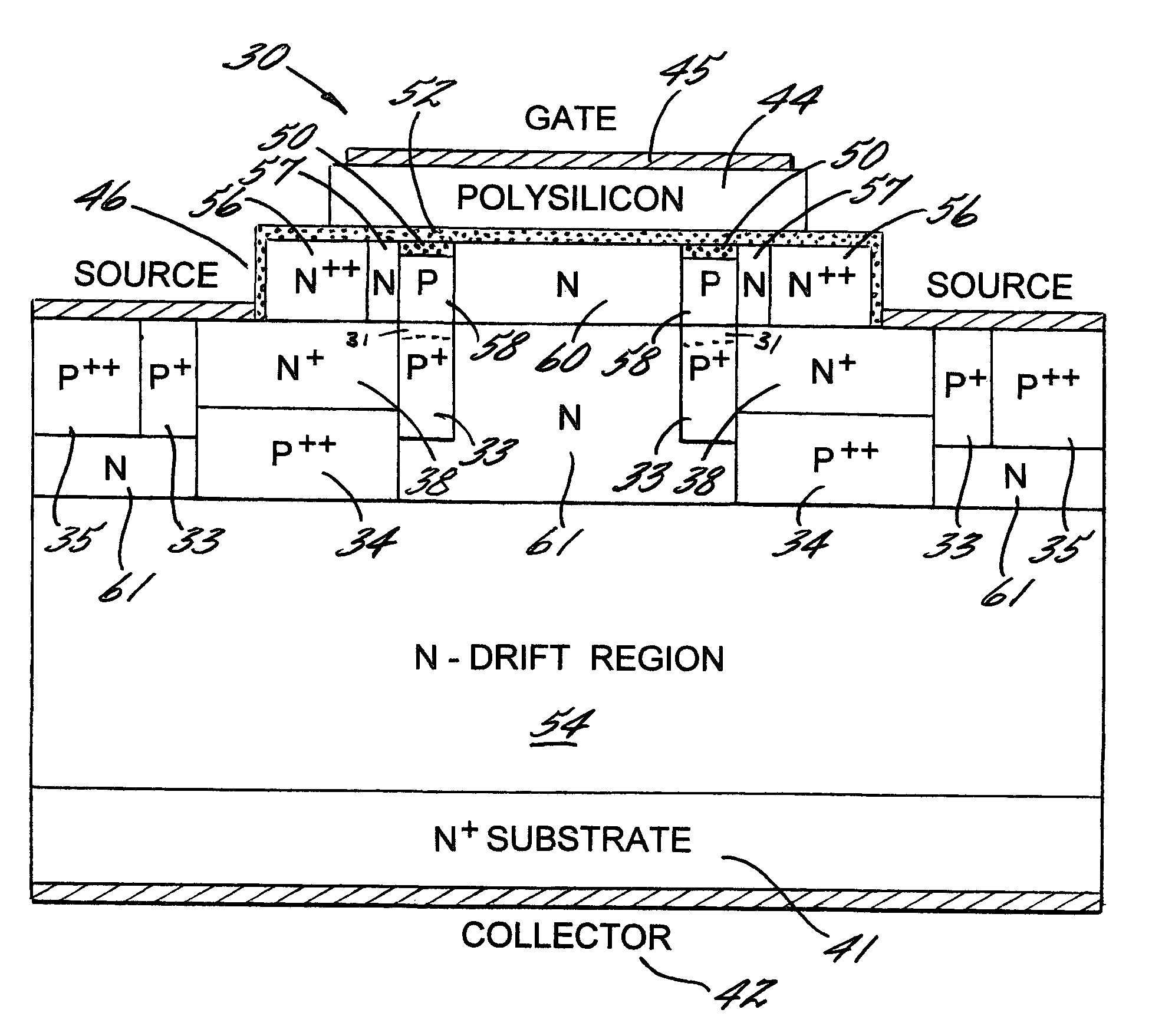 Semiconductor transistor with P type re-grown channel layer