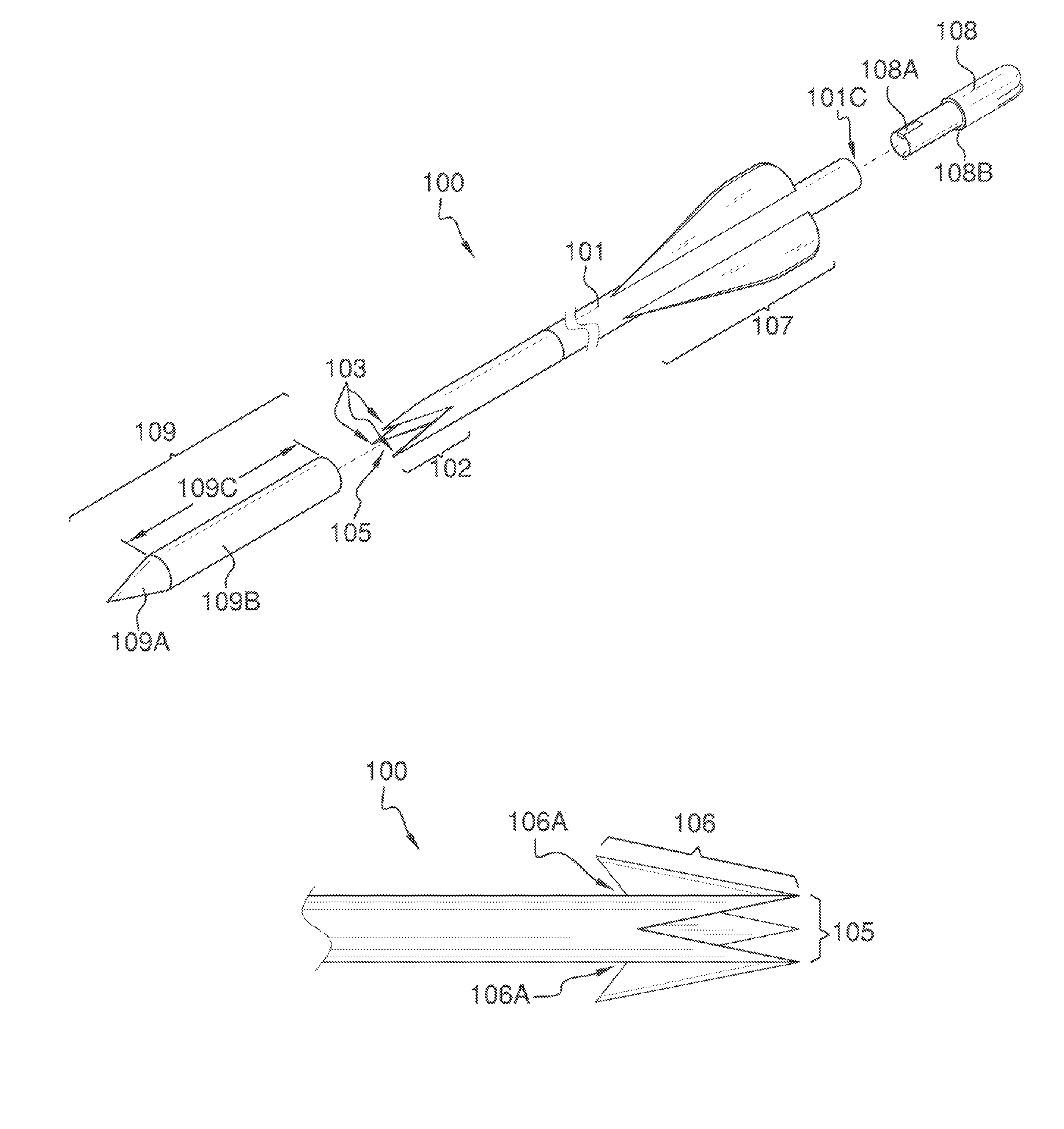 Hunting arrow having a hole boring head