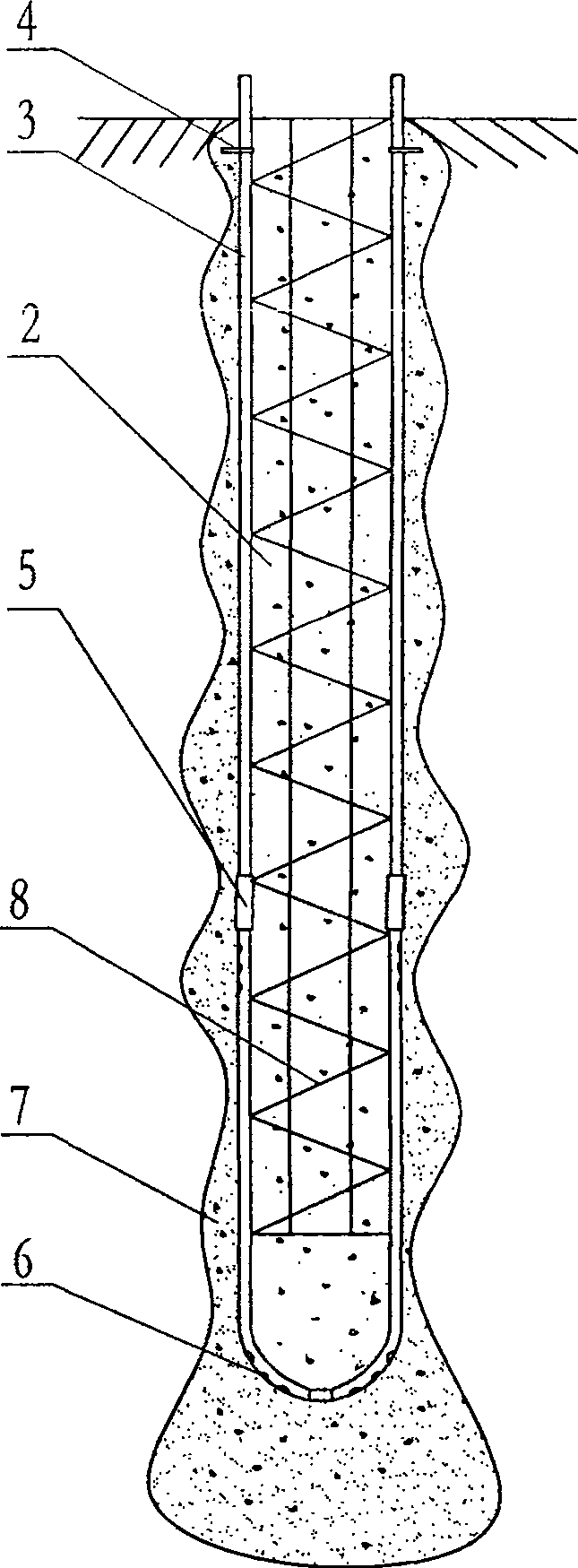 Construction method for increasing dry auger boring pouring pile bearing capacity