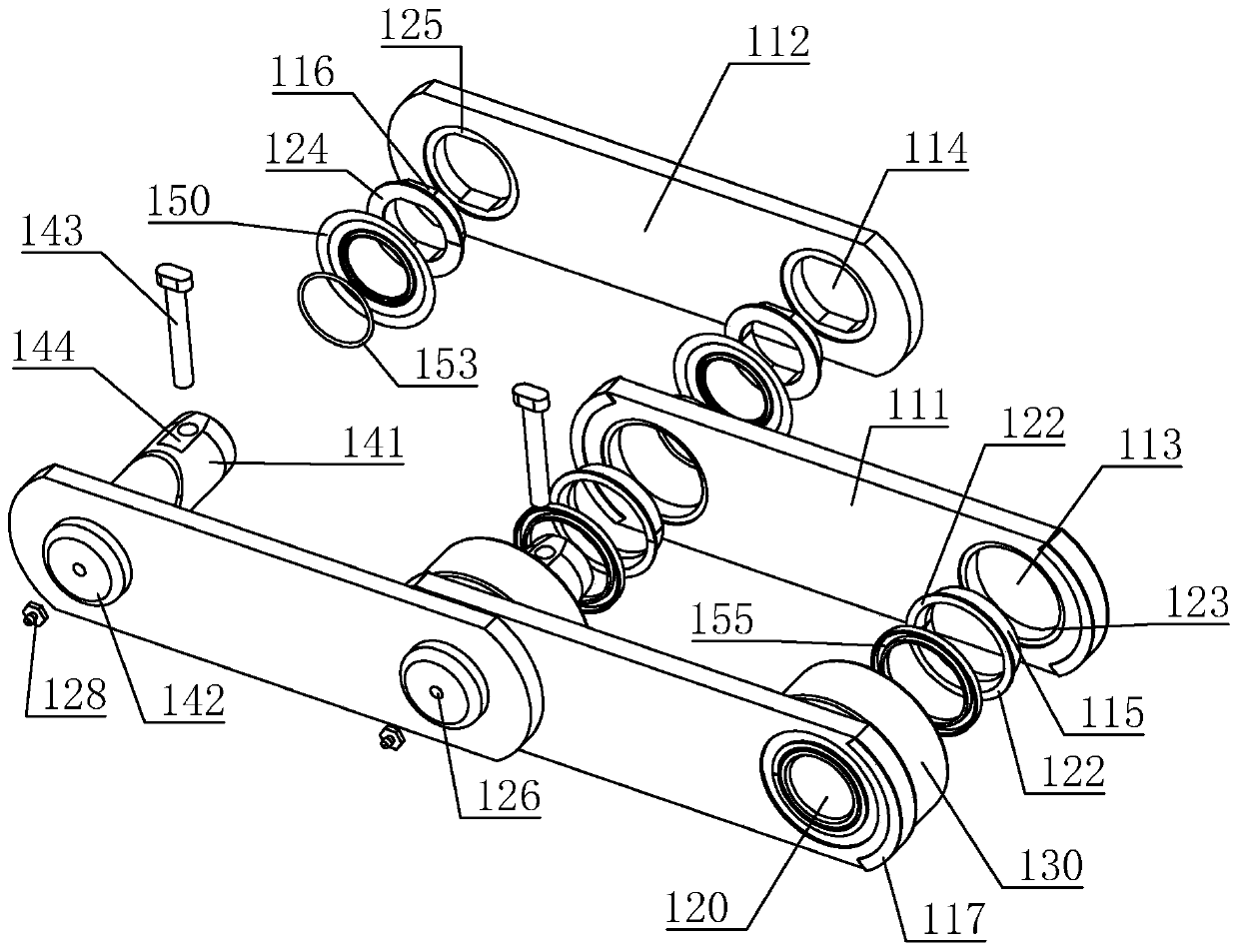 Convenient-to-disassemble durable industrial conveying chain