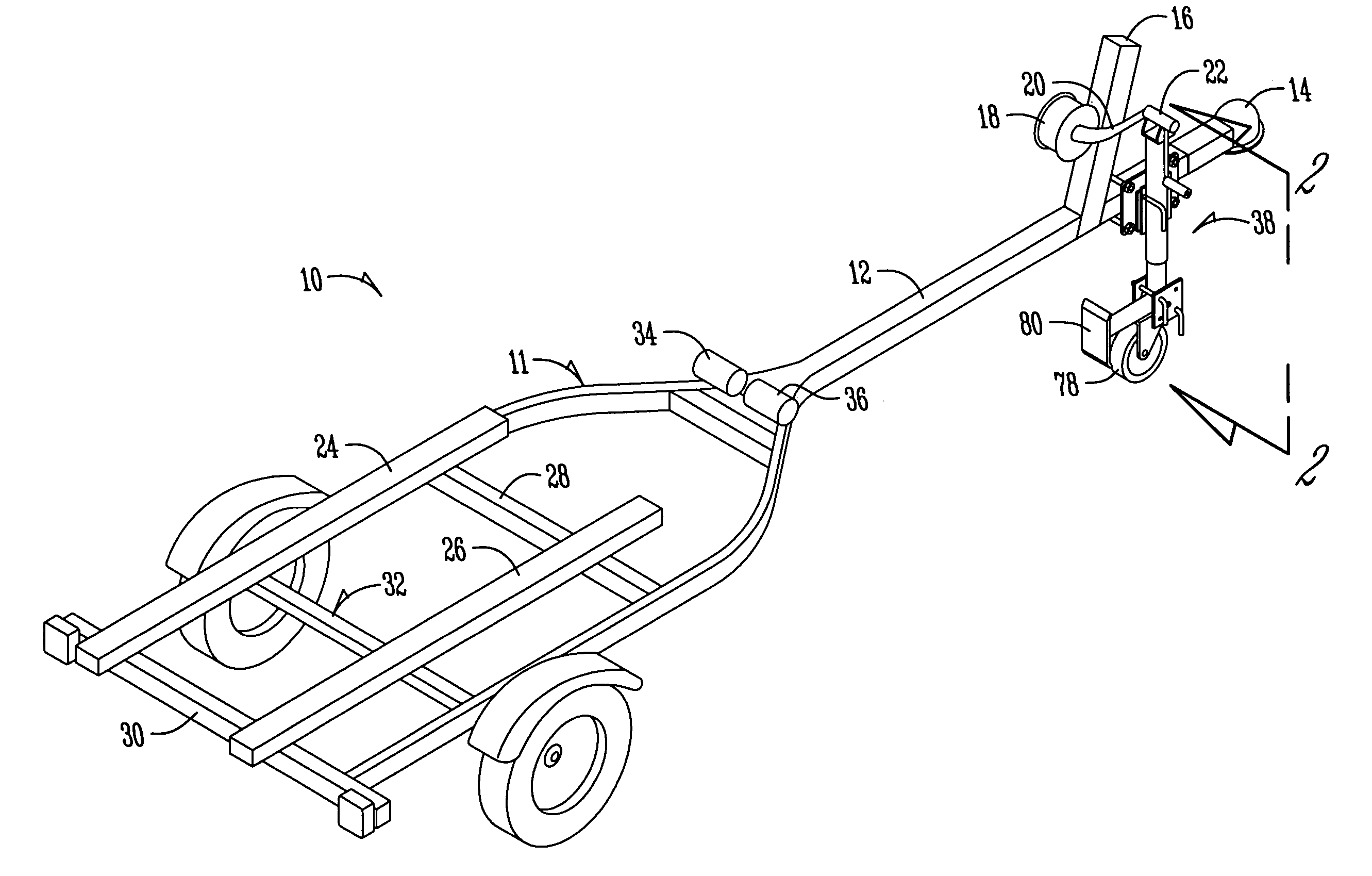 Jack stand assembly for boat trailers