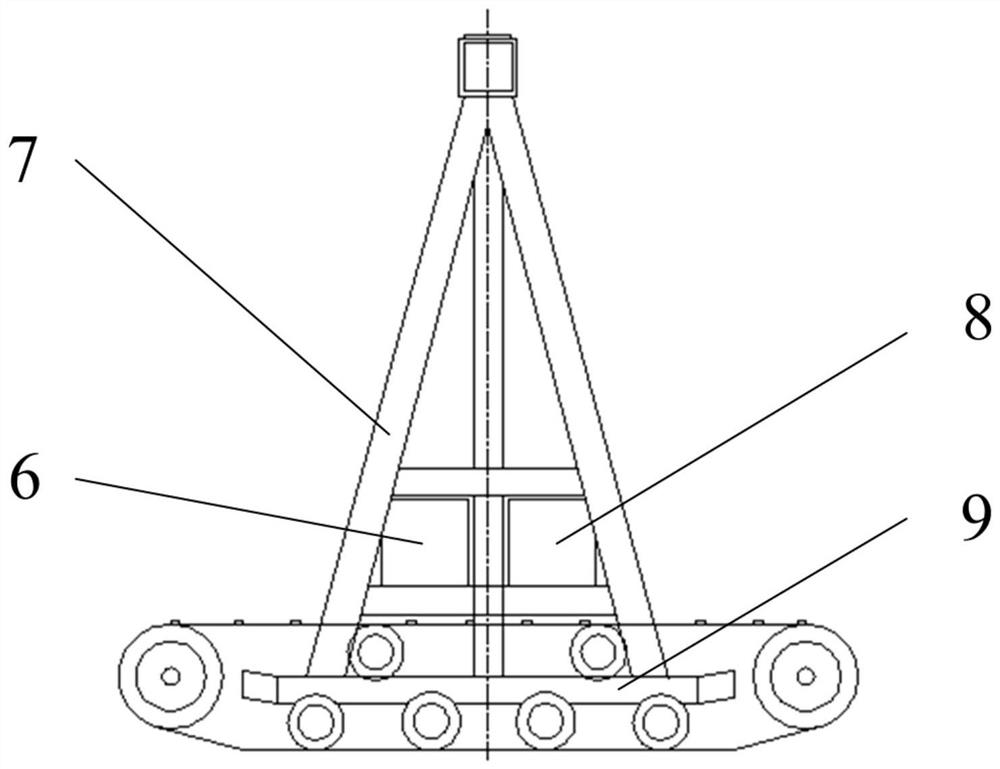 Crawler-type self-walking drilling derrick mounting bracket and control method thereof