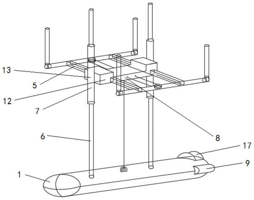 Autonomous laying, recycling and charging device for AUV (Autonomous Underwater Vehicle) under severe sea conditions