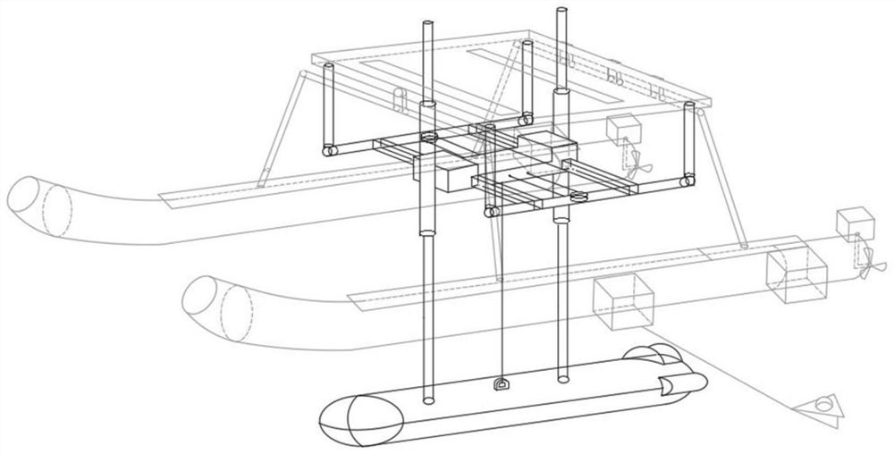 Autonomous laying, recycling and charging device for AUV (Autonomous Underwater Vehicle) under severe sea conditions