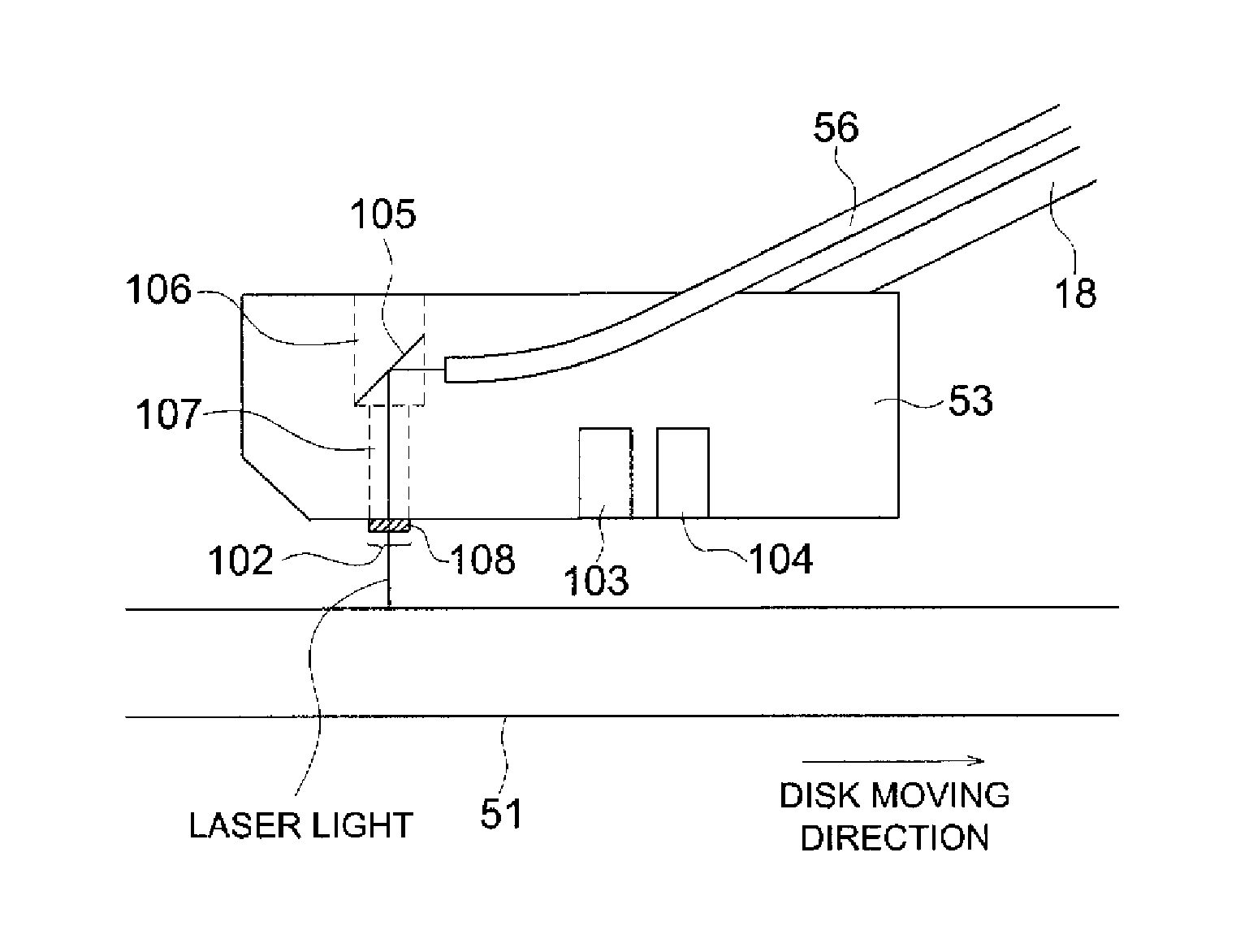 Magnetic recording device and magnetic recording head drive mechanism having a magnetic applying section of a specific length