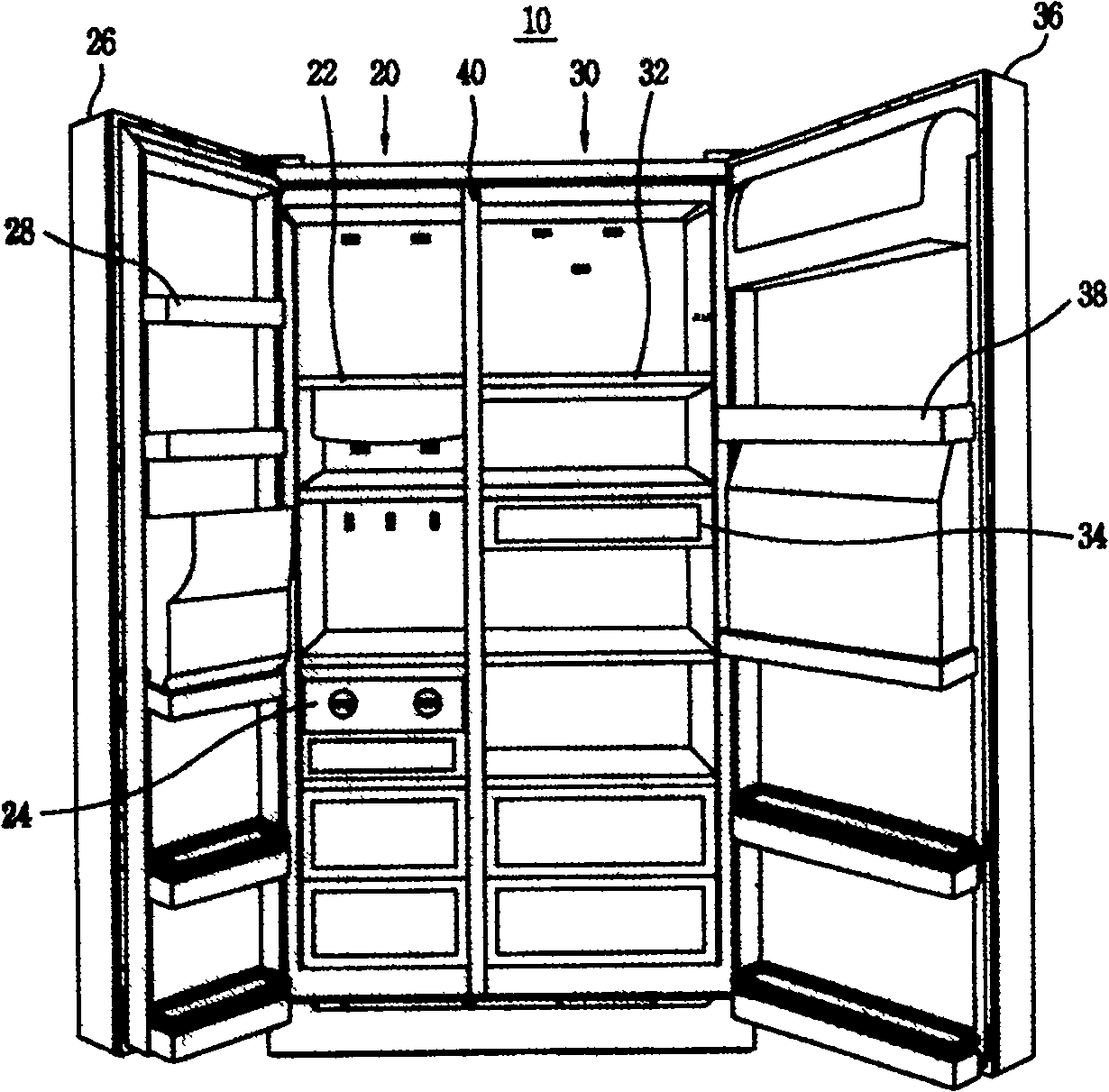 Refrigerator with adjustable cold storing and freezing space