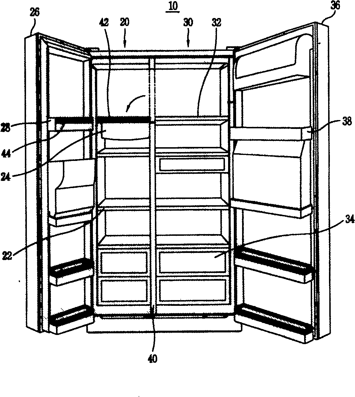 Refrigerator with adjustable cold storing and freezing space