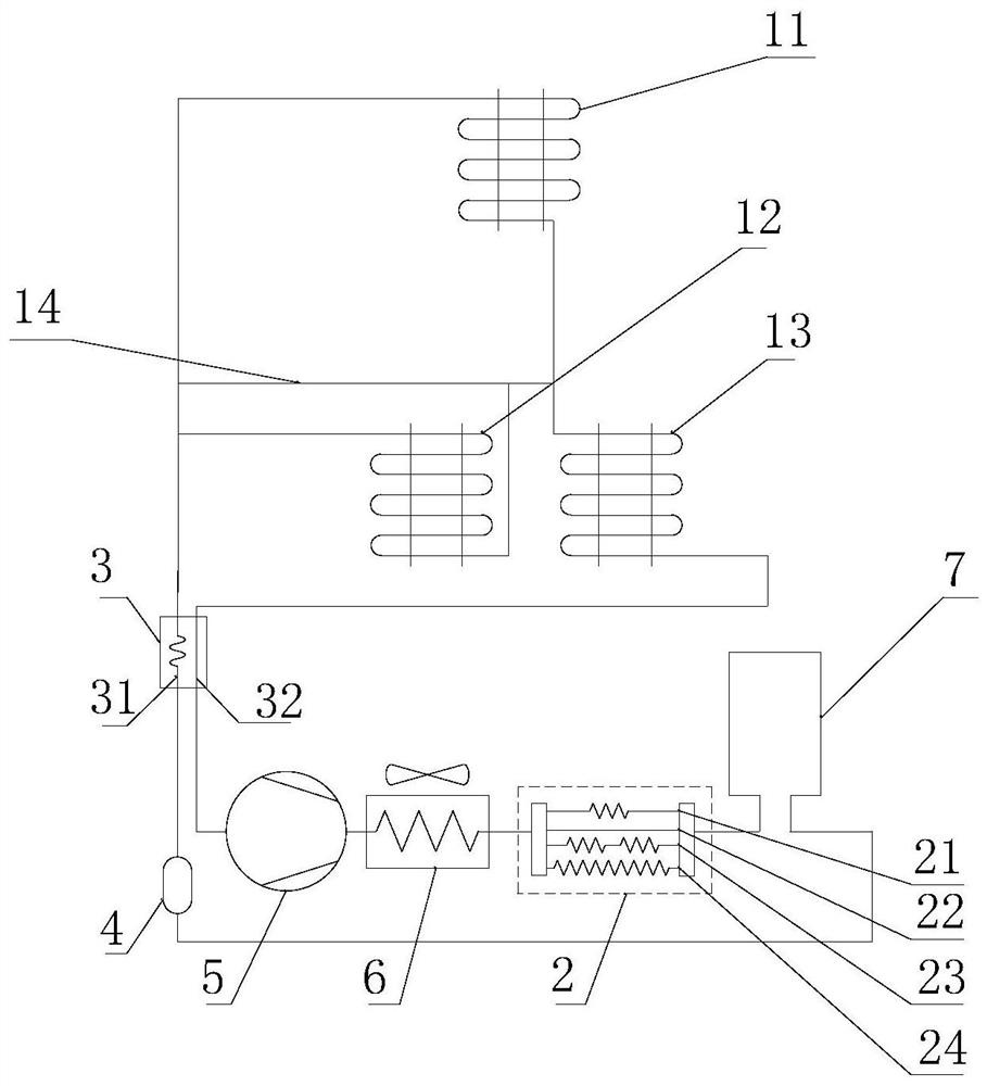 Refrigerant flow adjusting device, refrigerant circulating system and refrigerator