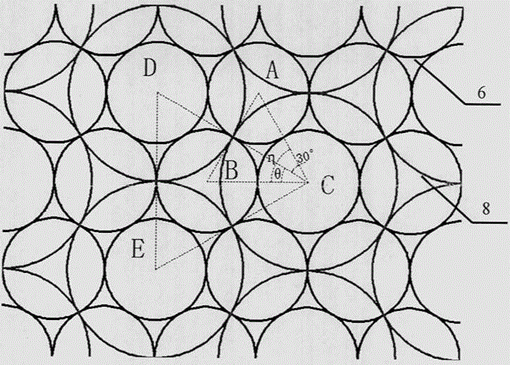 Electromagnetic shielding light window with intersecting triangular distribution metal ring array with inscribed sub-rings