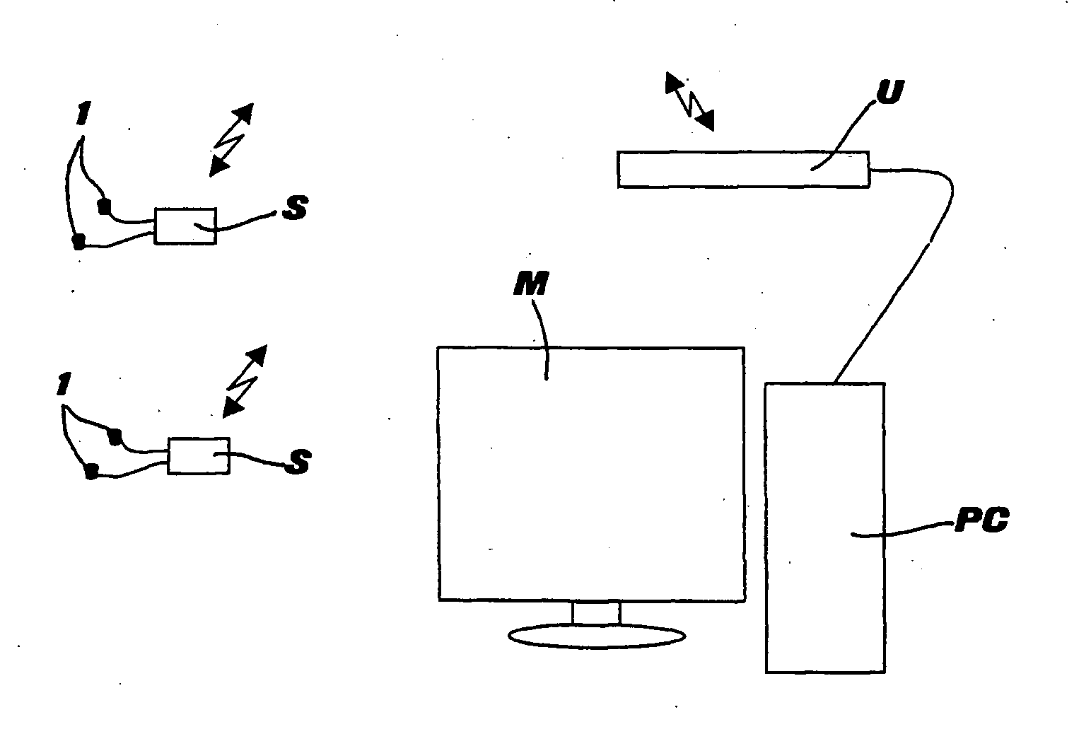 Electromyograph for the detection of electromyographic signals on moving subjects