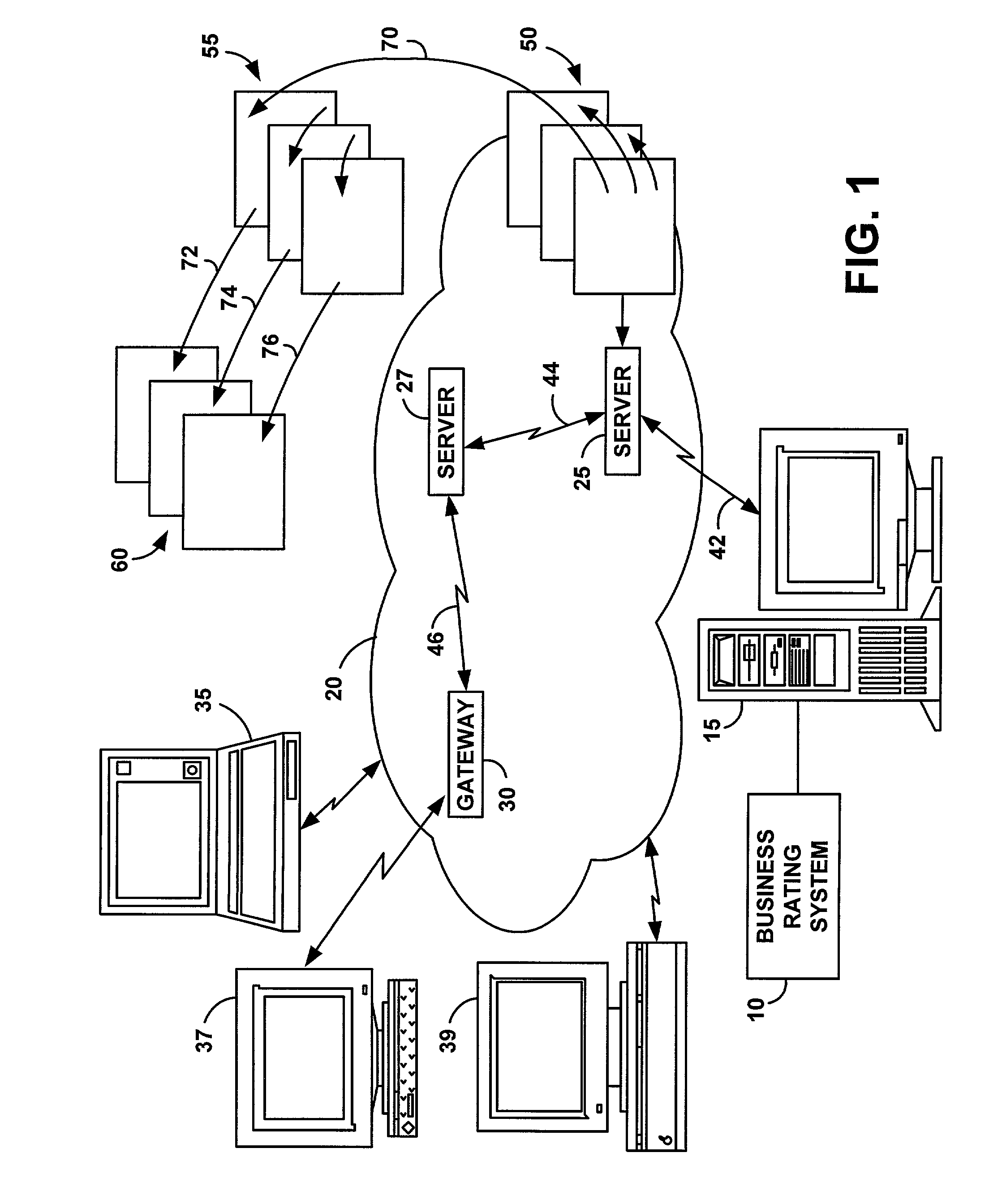 System and method for integrating on-line user ratings of businesses with search engines