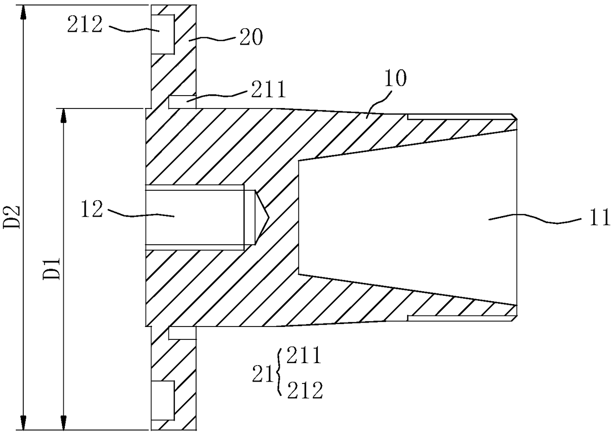 Transducer with large-size flange