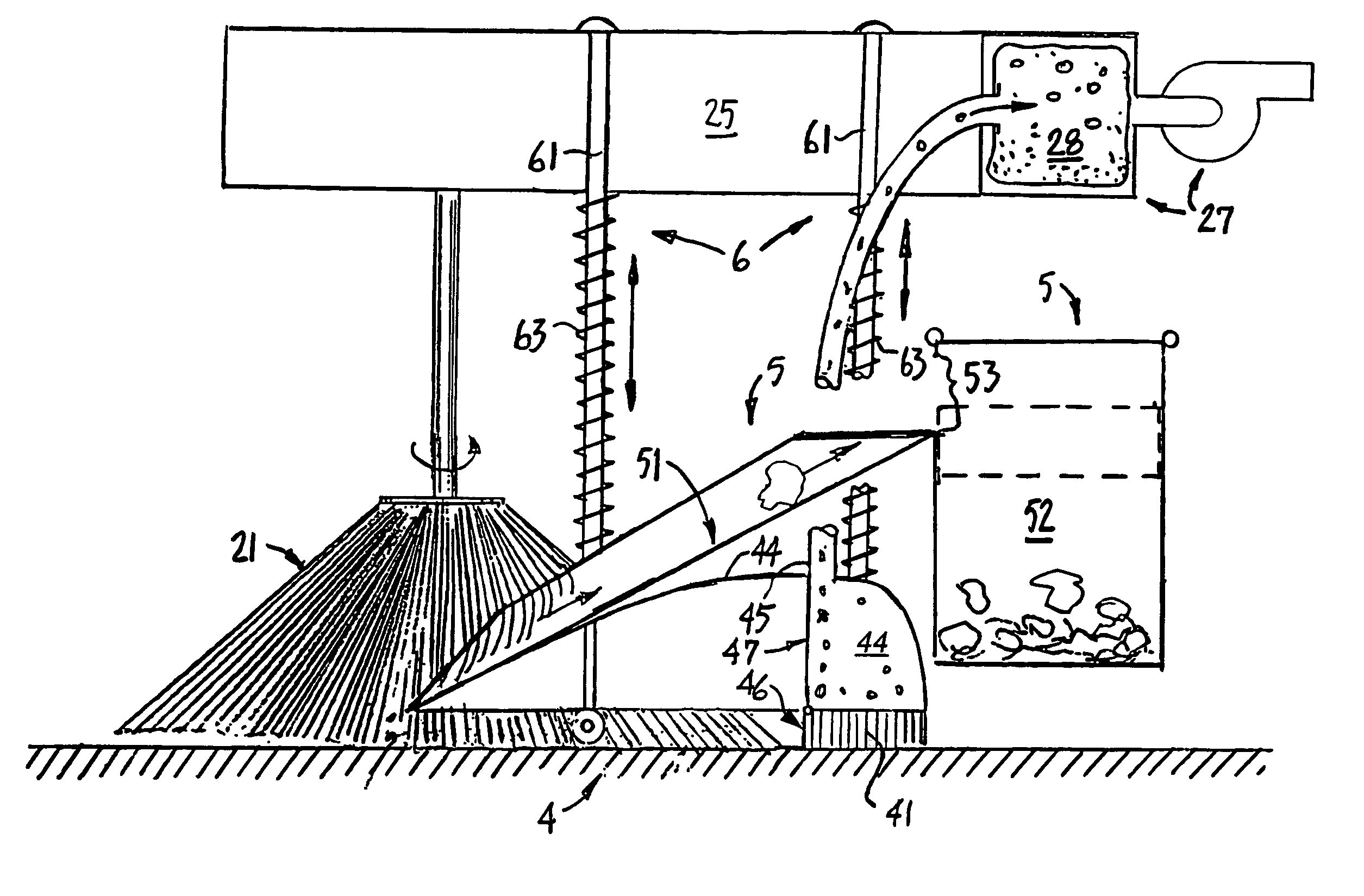 Vacuum sweeping system for automatic scrubber